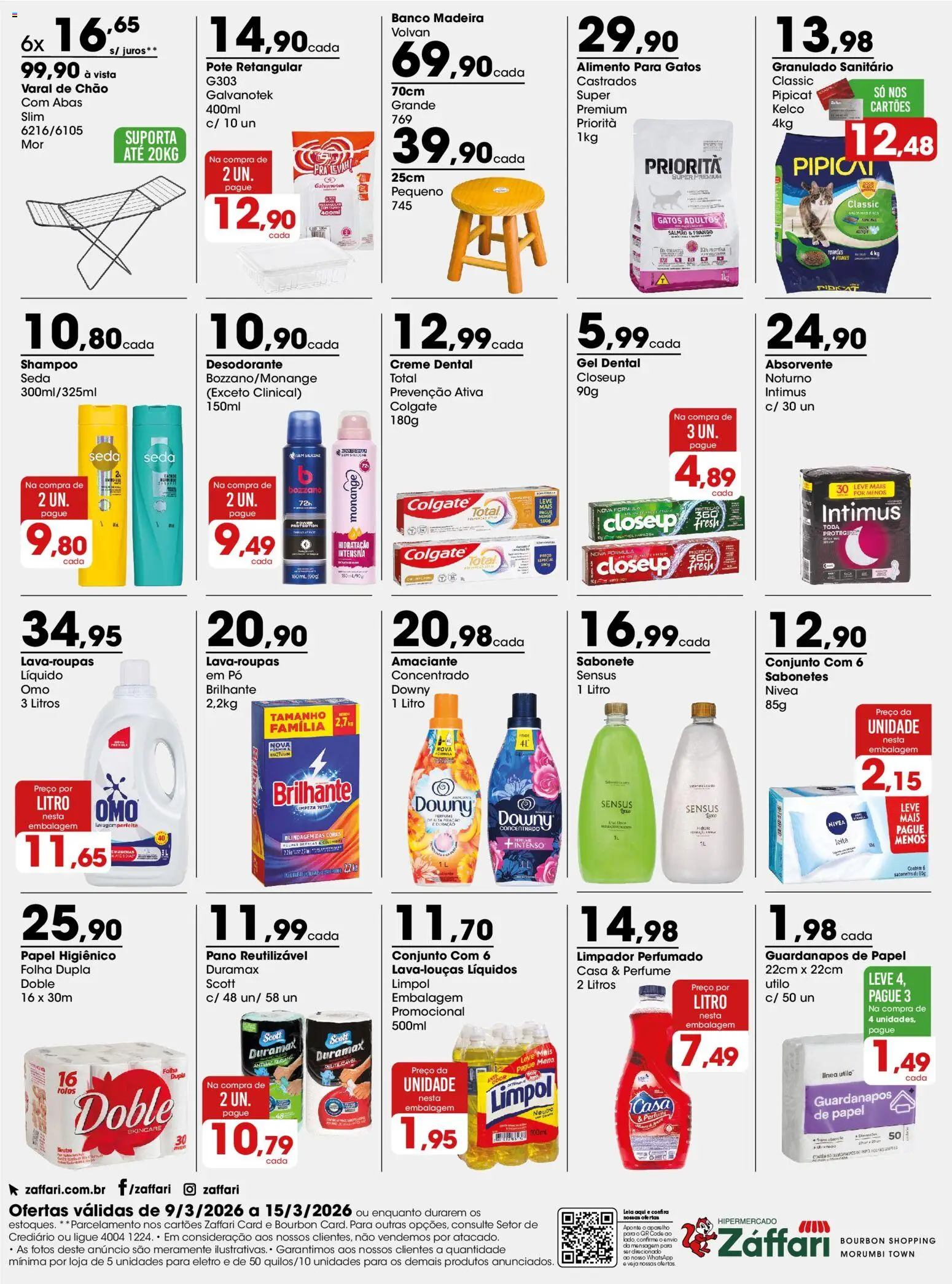 Zaffari Folheto - válido de 09.03.2026 | Página: 4 | Produtos: Shampoo, Granulado, Creme dental, Papel higiênico