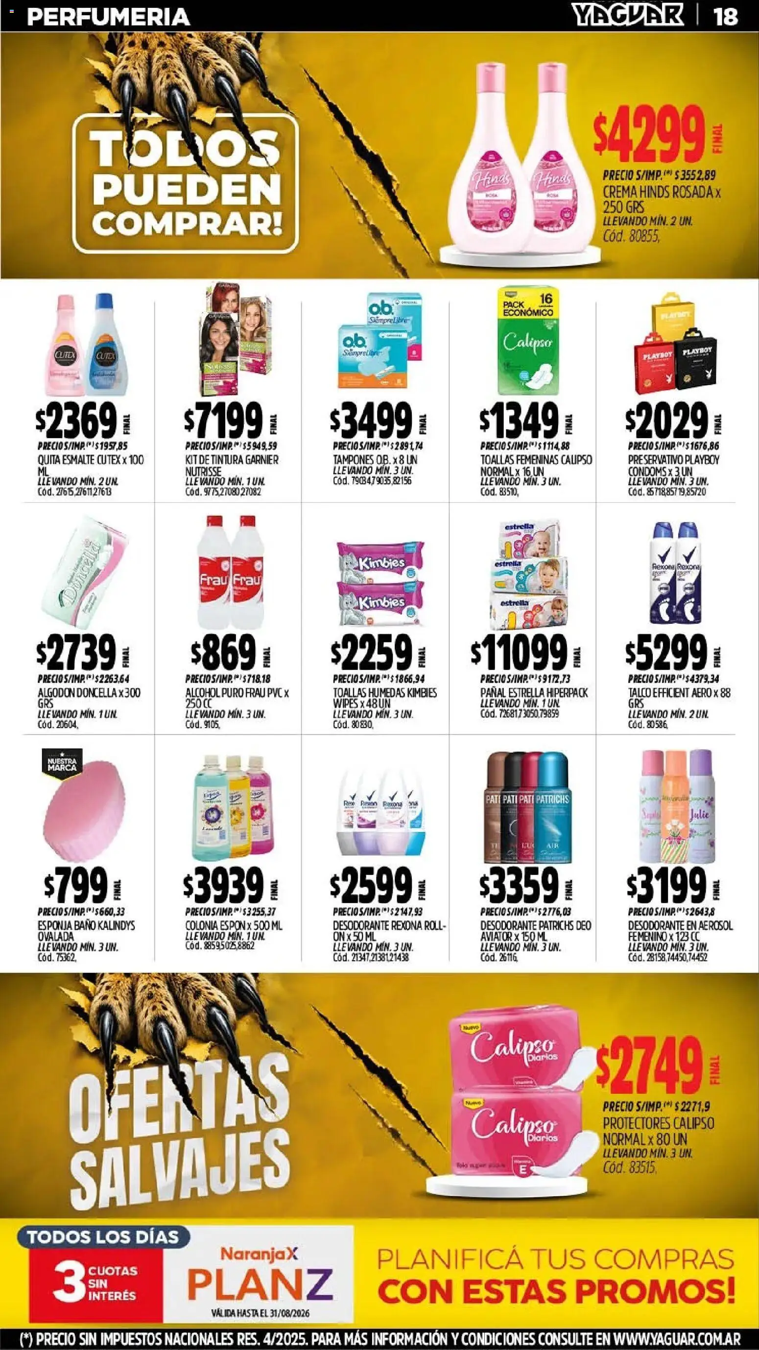 Yaguar - Oferta Semanal San Juan │ válido desde el 10/08/2026 | Página: 20 | Productos: Tampones, Desodorante, Esponja, Crema