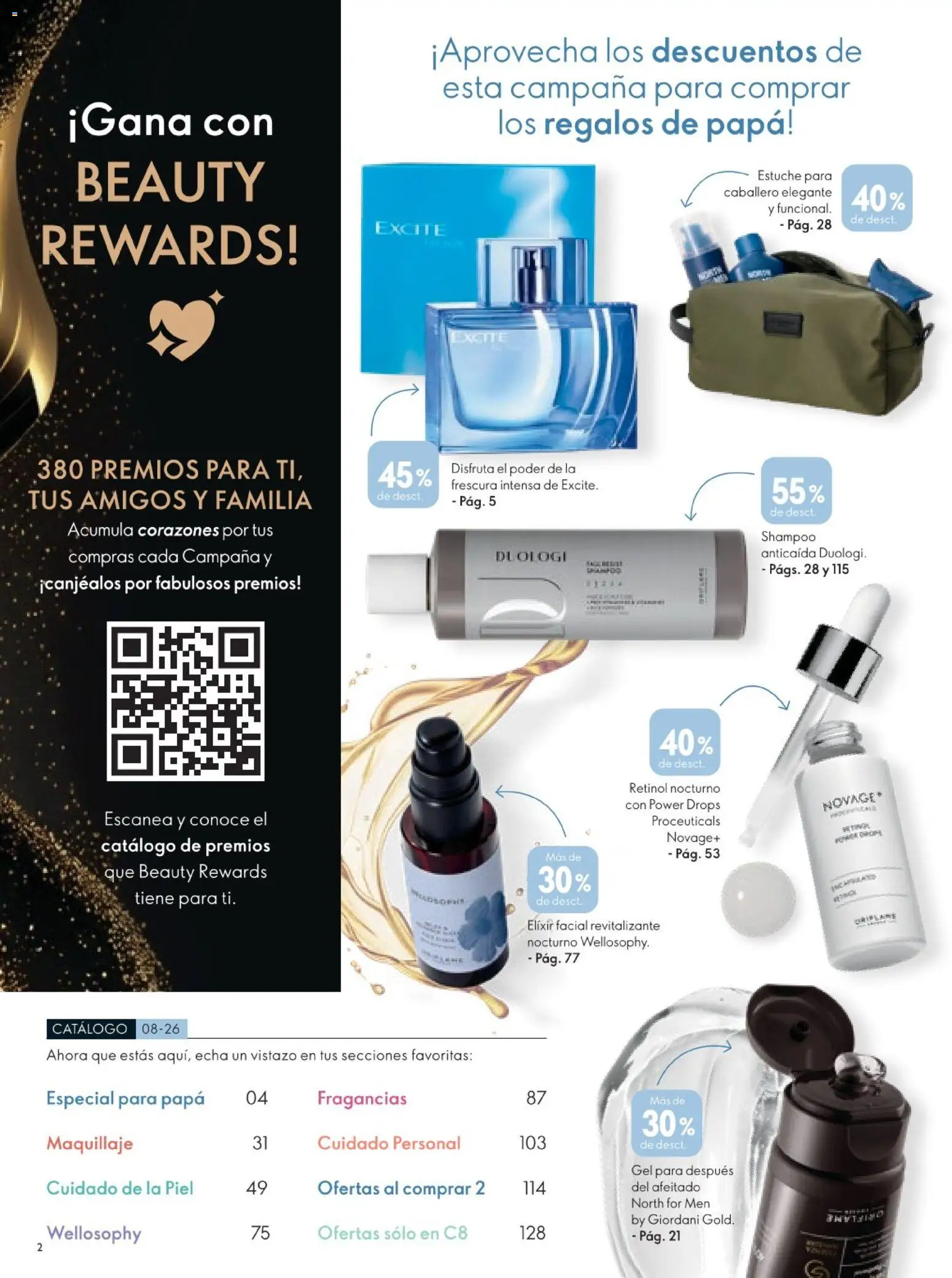 Nuevas ofertas de Oriflame válidas en toda la República Mexicana desde el 30.05.2026. ¡Encuentra las mejores ofertas en Oriflame campaña 8 2026! | Página: 2 | Productos: Papa, Estuche, Maquillaje, Campana