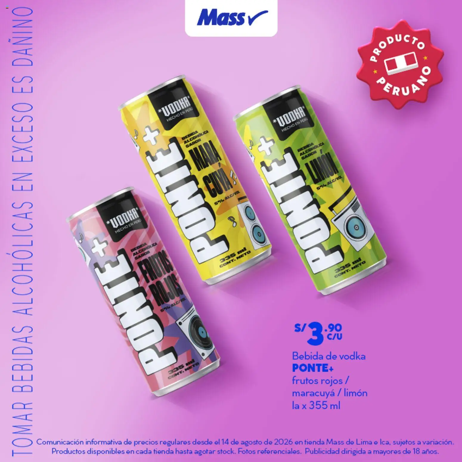 Catálogo Mass válido desde 14/08/2026 | Página: 8 | Productos: Bebidas, Vodka, Frutos rojos, Lima