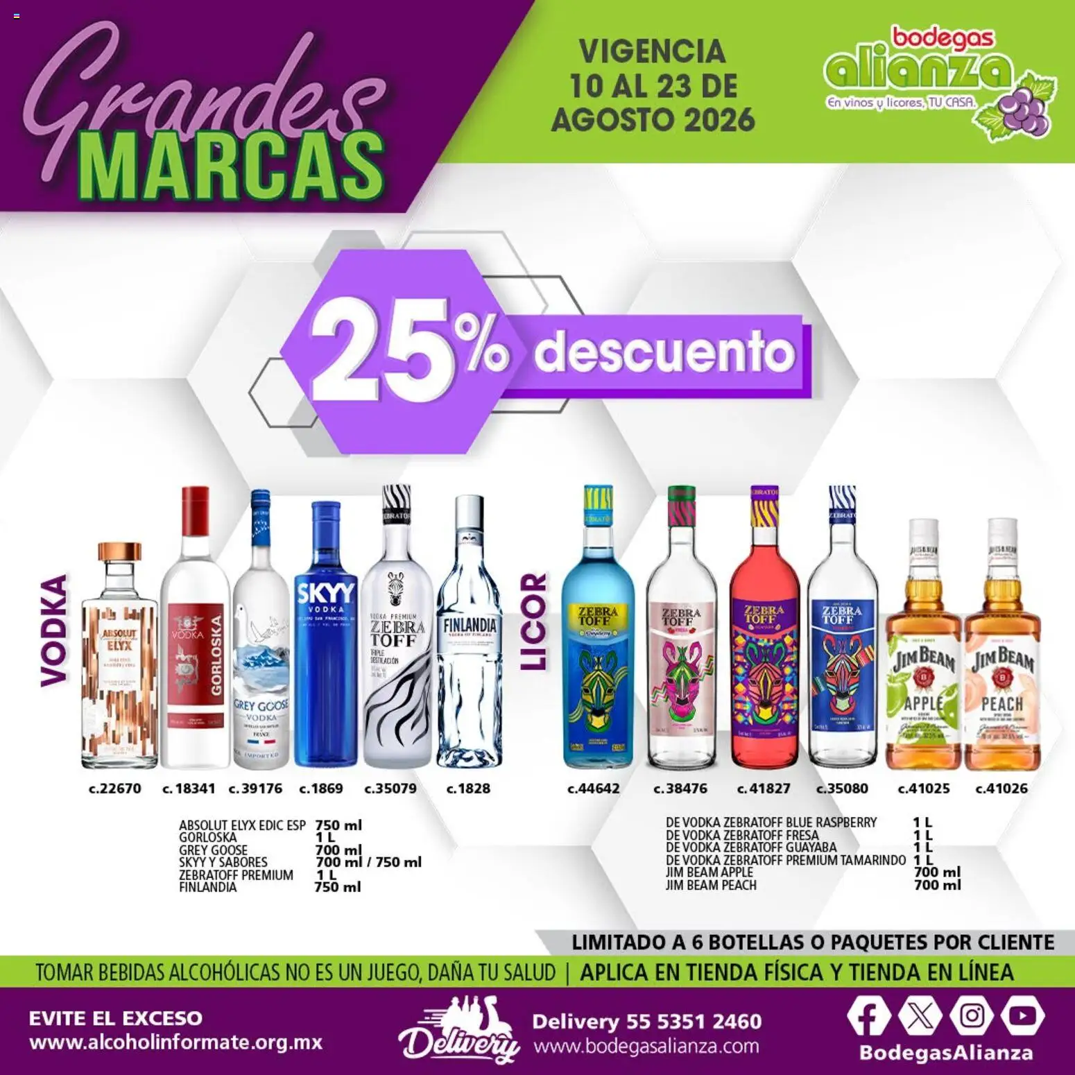 Nuevas ofertas de Bodegas Alianza válidas en toda la República Mexicana desde el 10/08/2026. ¡Encuentra las mejores ofertas en Bodegas Alianza catálogo Grandes Marcas! | Página: 7 | Productos: Grey Goose, Bebidas, Vodka, Absolut Vodka