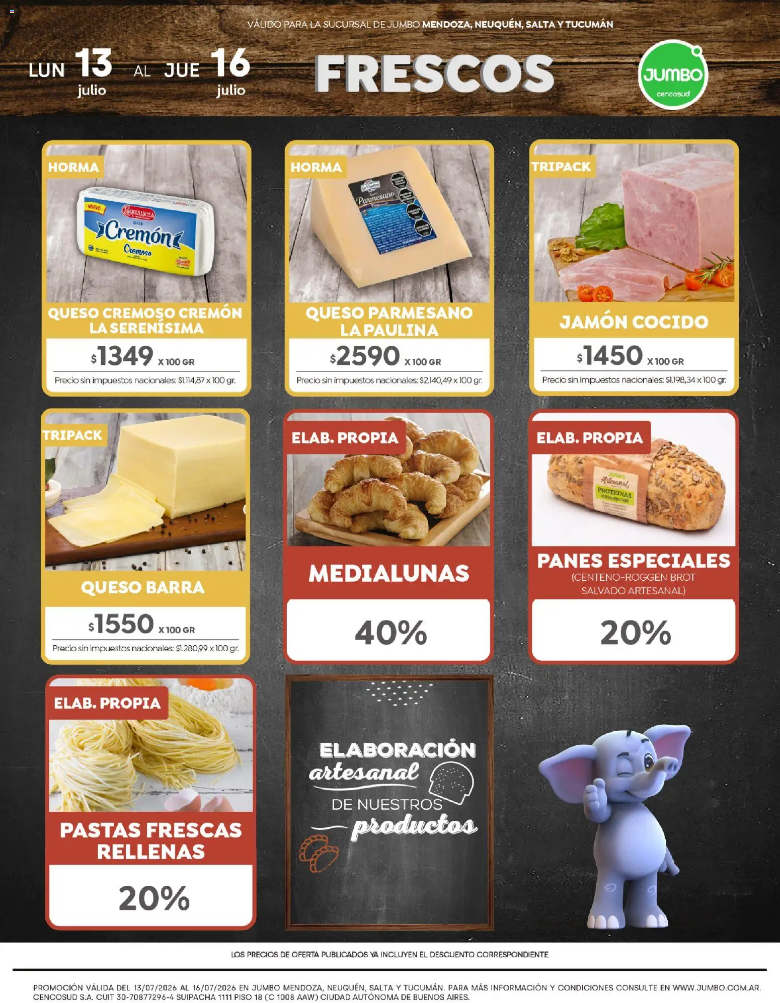 Jumbo - Ofertas | Interior │ válido desde el 13/07/2026 | Página: 1 | Productos: Jamón cocido, Queso, Jamón