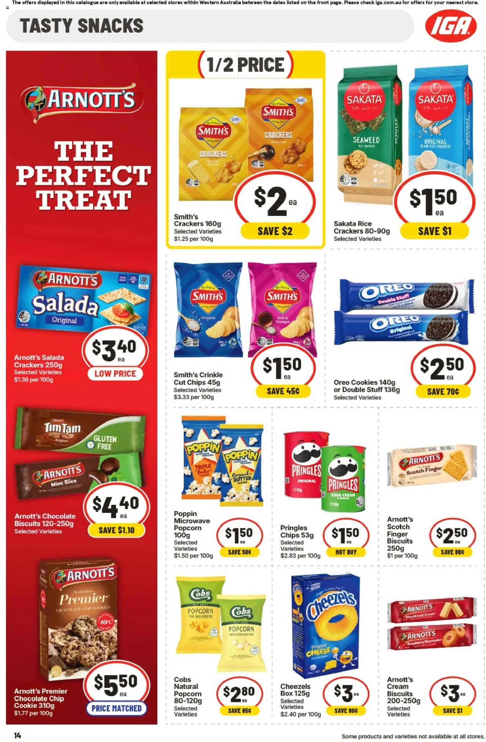 IGA catalogue - valid from 26/08/2026 | Page: 14 | Products: Crackers, Popcorn, Oreo, Raspberry