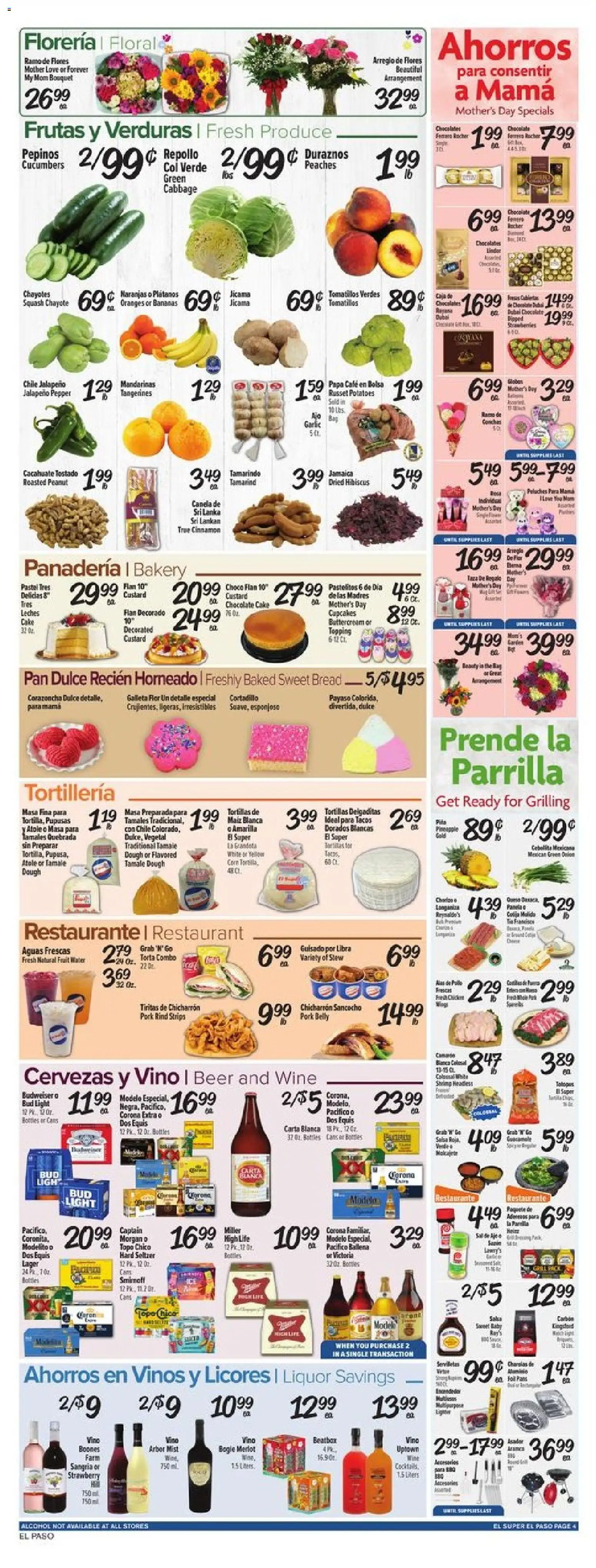 El Super Weekly Ad - TX - valid from 06.05.2026 | Page: 4 | Products: Chocolate, Wine, Pork, Potatoes