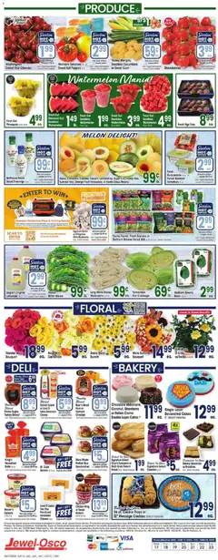 Preview of Jewel Osco weekly ads valid from 06/17/2026 | Page: 10 | Products: Bakery, Pineapple, Sugar, Watermelon