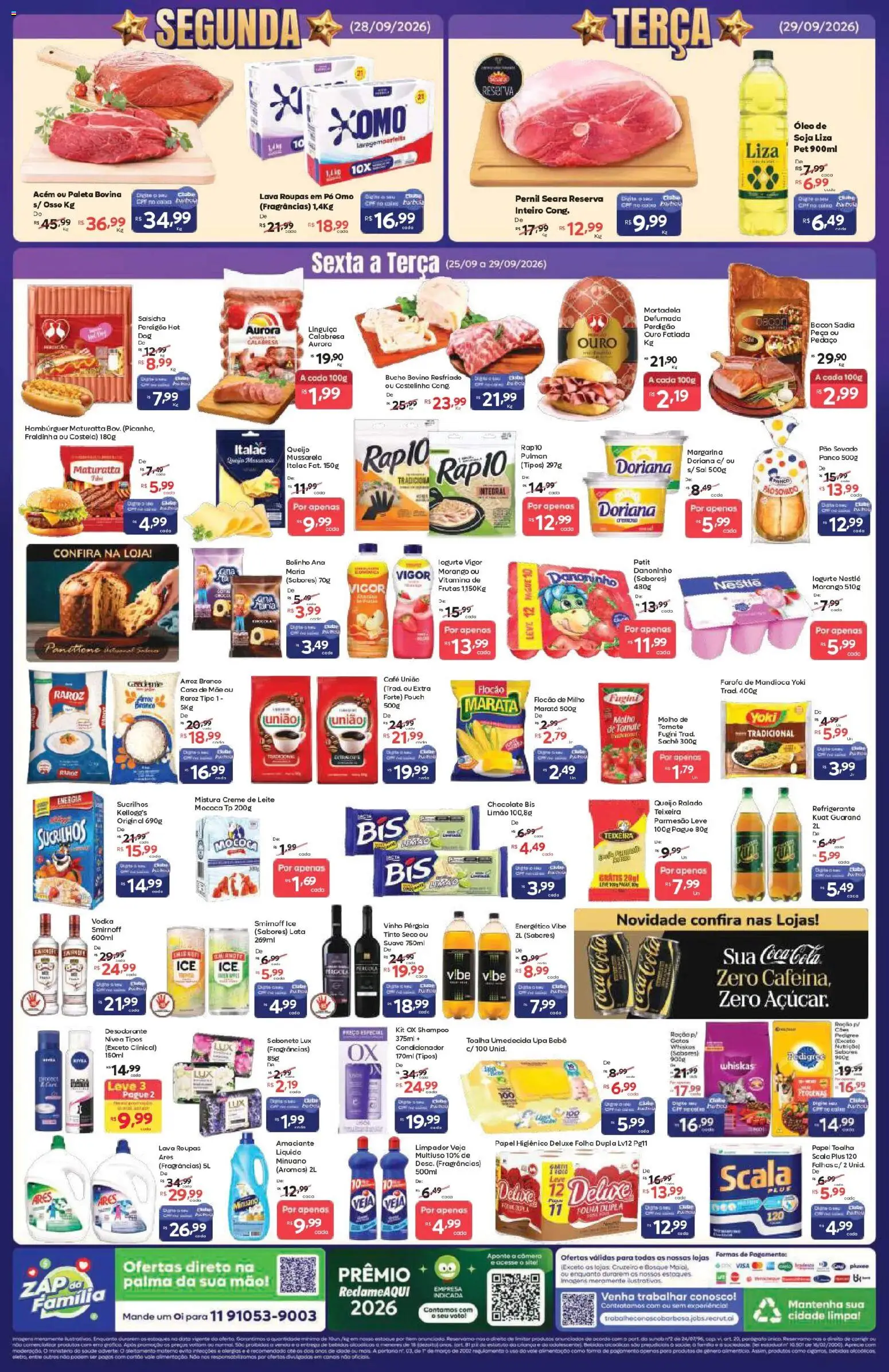Barbosa Supermercados Folheto - válido de 25/09/2026 | Página: 2 | Produtos: Mandioca, Bebidas, Papel higiênico, Câmera