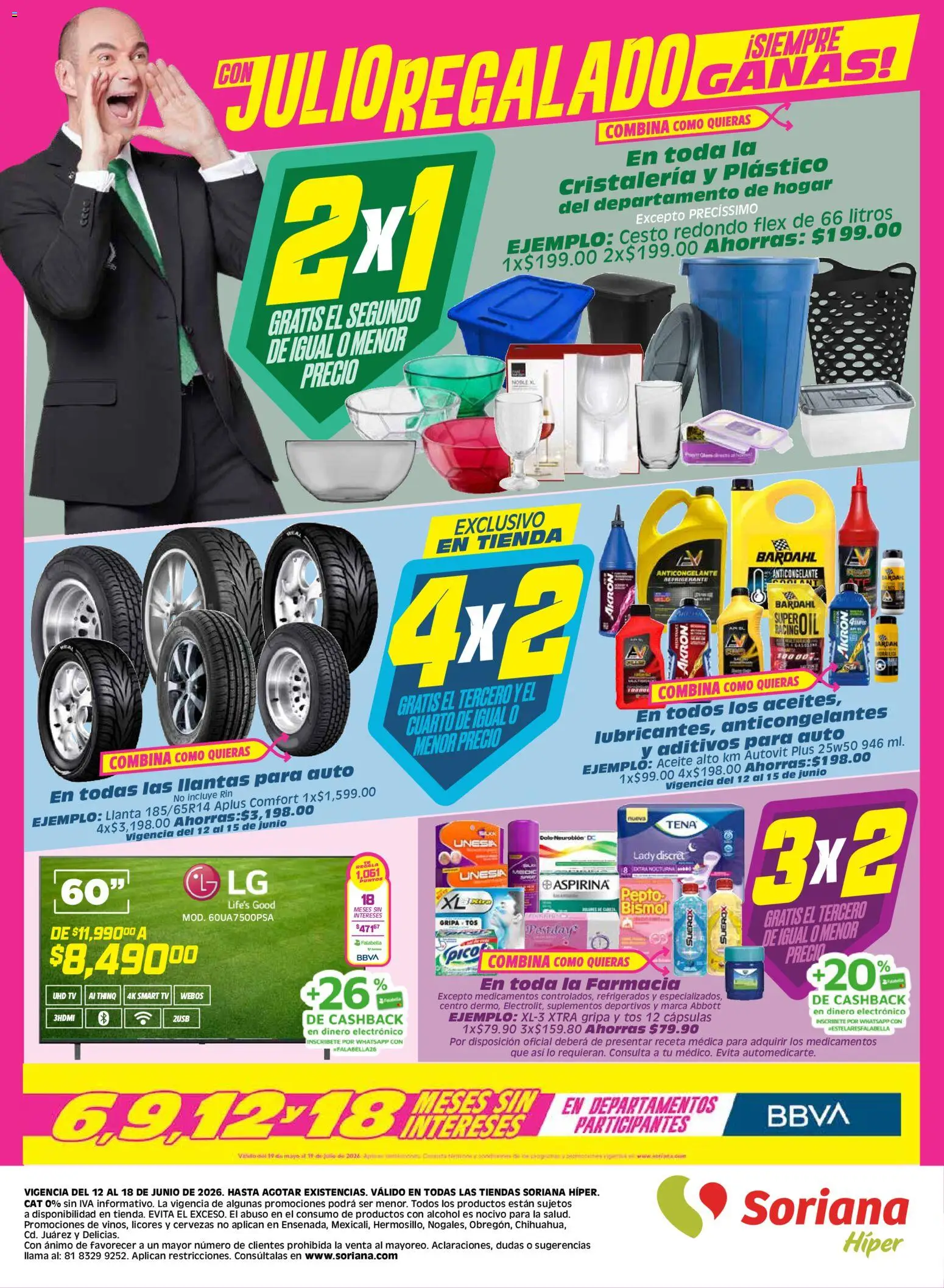 Nuevas ofertas de Soriana válidas en toda la República Mexicana desde el 12.06.2026. ¡Encuentra las mejores ofertas en Soriana folleto! | Página: 8 | Productos: Aceite