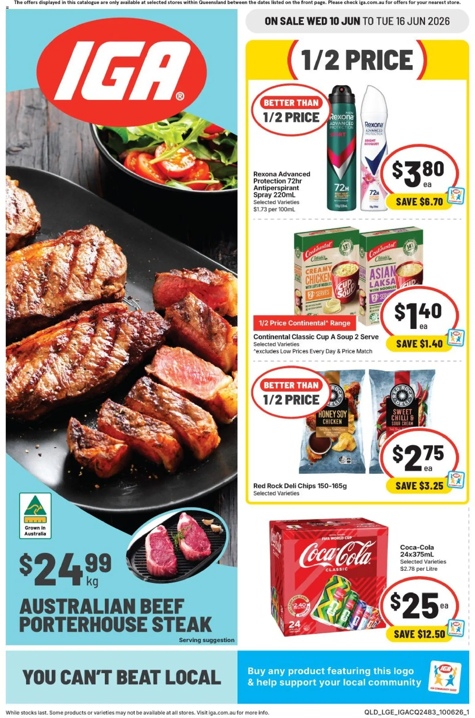 IGA catalogue - valid from 10.06.2026 | Page: 1 | Products: Honey, Meat, Chips, Steak