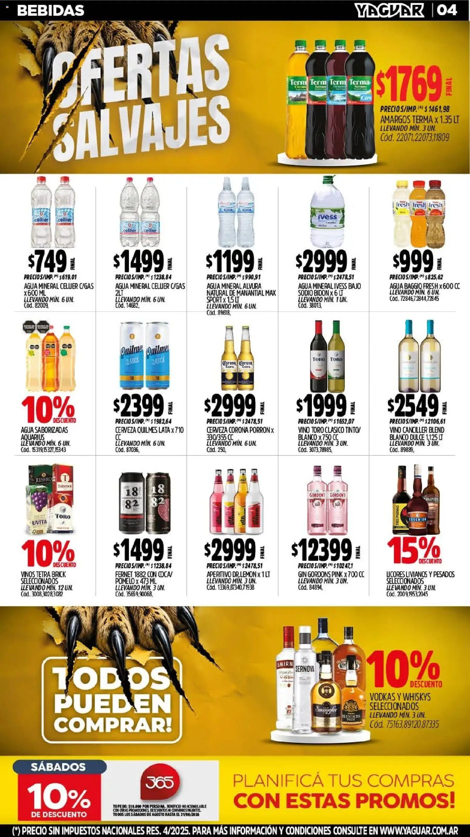 Yaguar - Oferta Semanal Trelew │ válido desde el 10/08/2026 | Página: 5 | Productos: Bidón, Gin, Dulce, Agua mineral