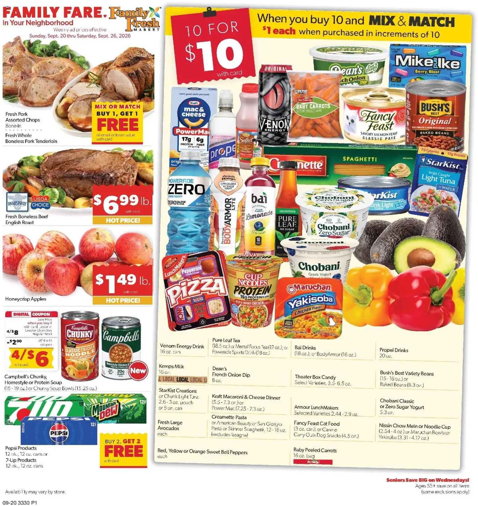 Family Fare Weekly Ad - MN - valid from 09/20/2026 | Page: 1 | Products: Peppers, Yogurt, Lasagna, Spaghetti
