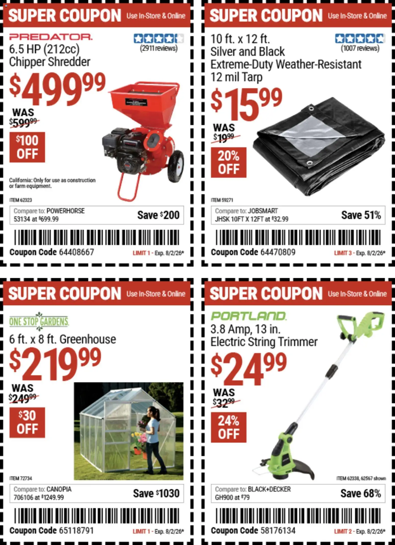 Harbor Freight Weekly Ad - valid from 07/20/2026 | Page: 10 | Products: Trimmer, Shredder