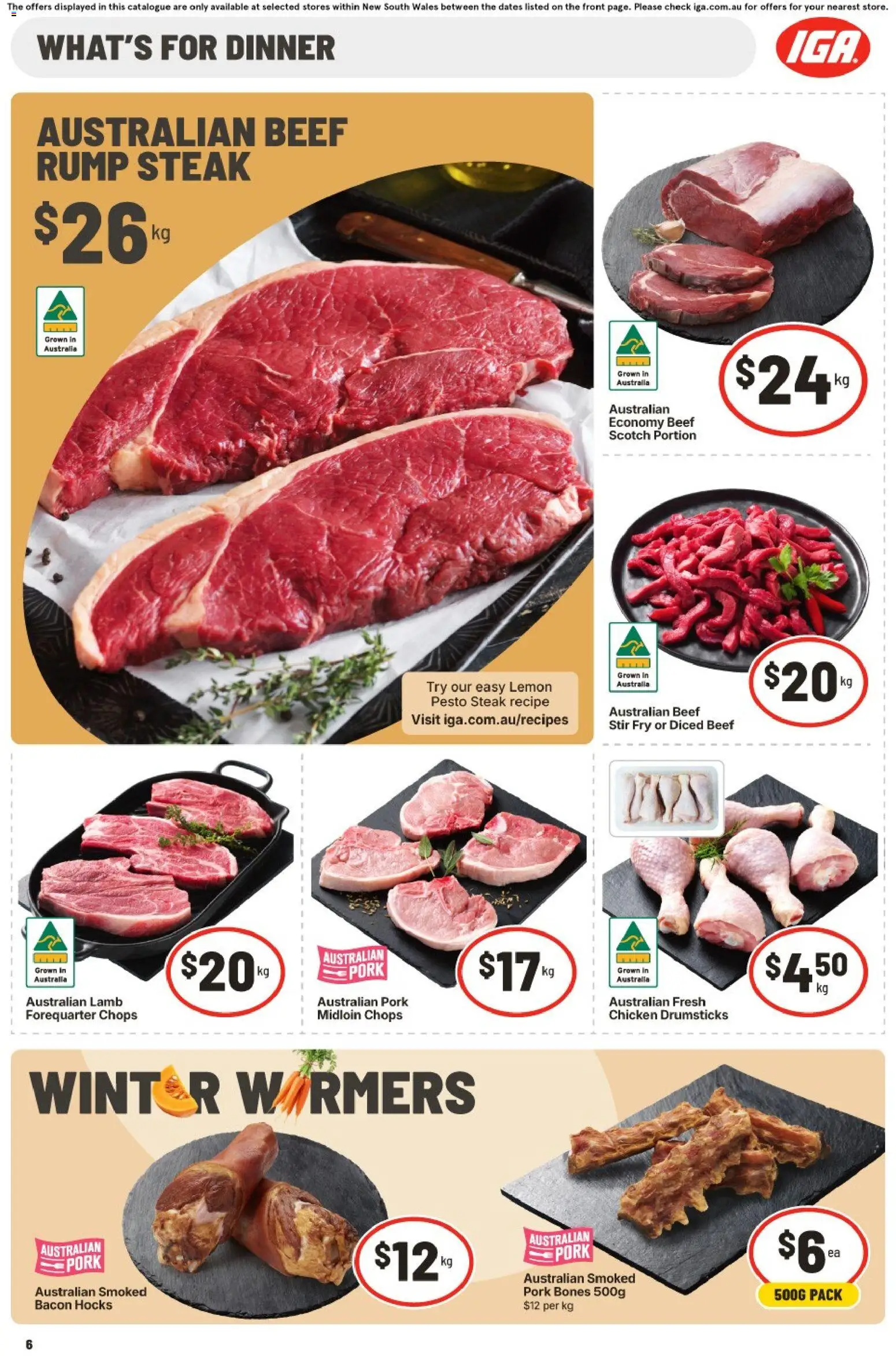 IGA catalogue - valid from 22/07/2026 | Page: 6 | Products: Bacon, Pork, Beef, Lemon