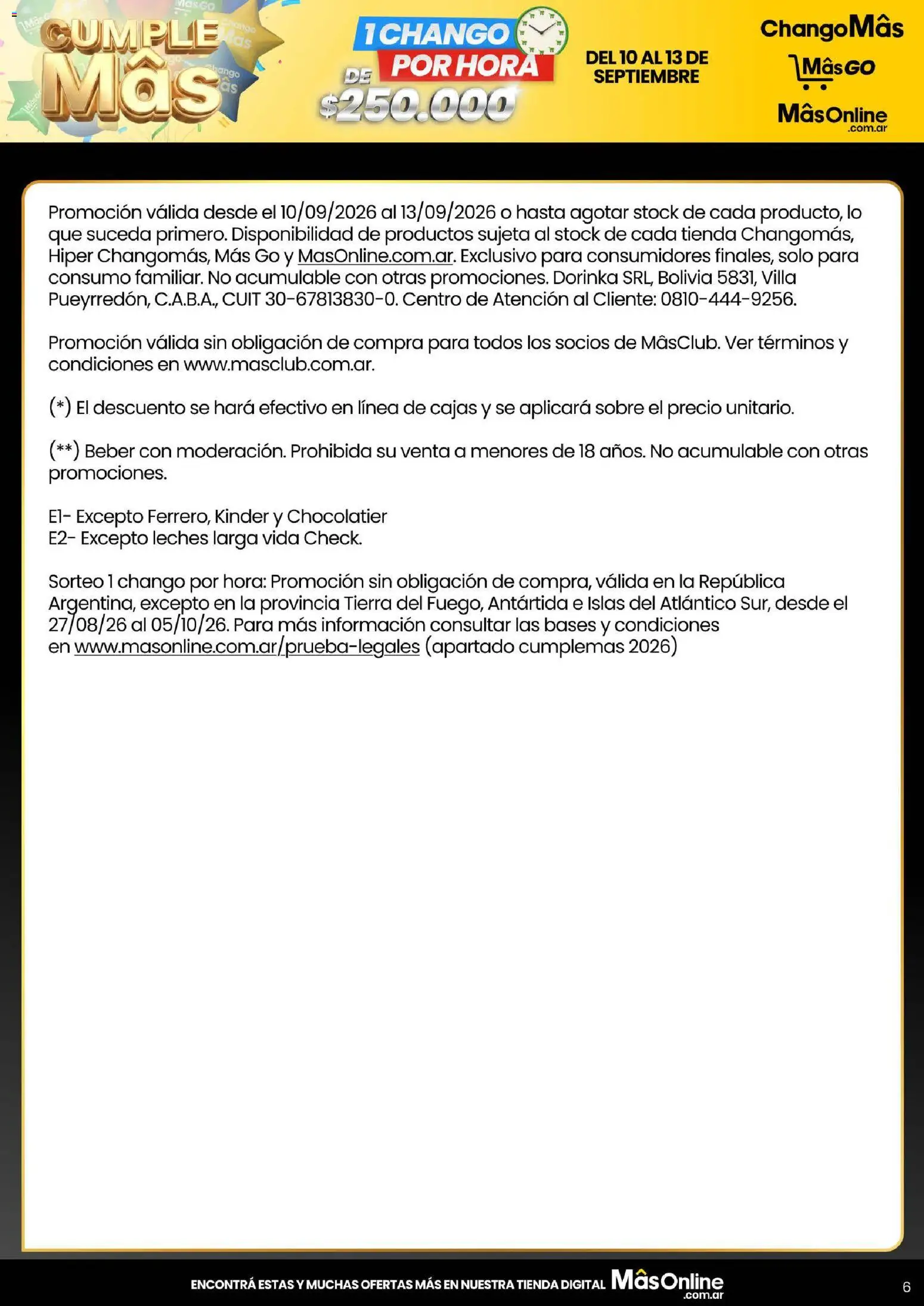 Changomas - Flash 10 Al 13 De Septiembre │ válido desde el 10/09/2026 | Página: 6 | Productos: Sobre, Tierra