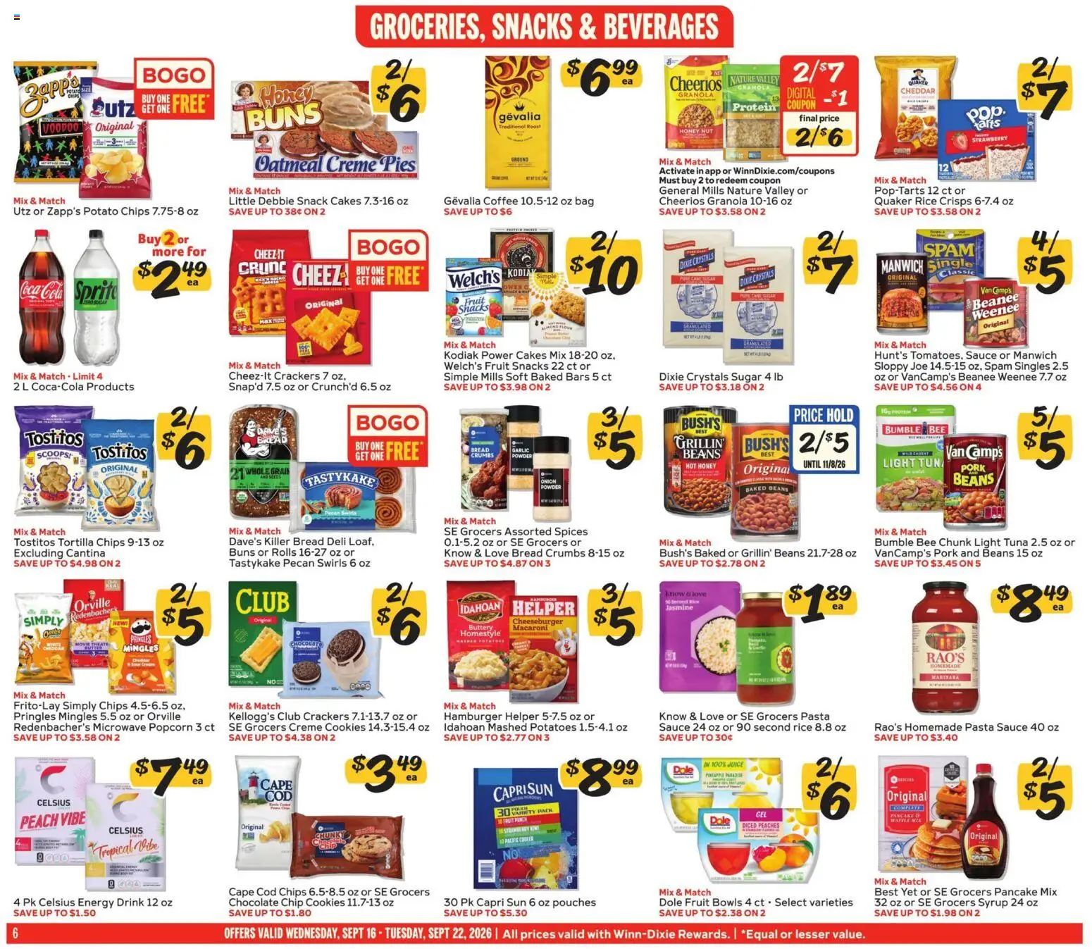 Winn Dixie Weekly Ad - valid from 09/16/2026 | Page: 6 | Products: Powder, Protein, Sauce, Beans