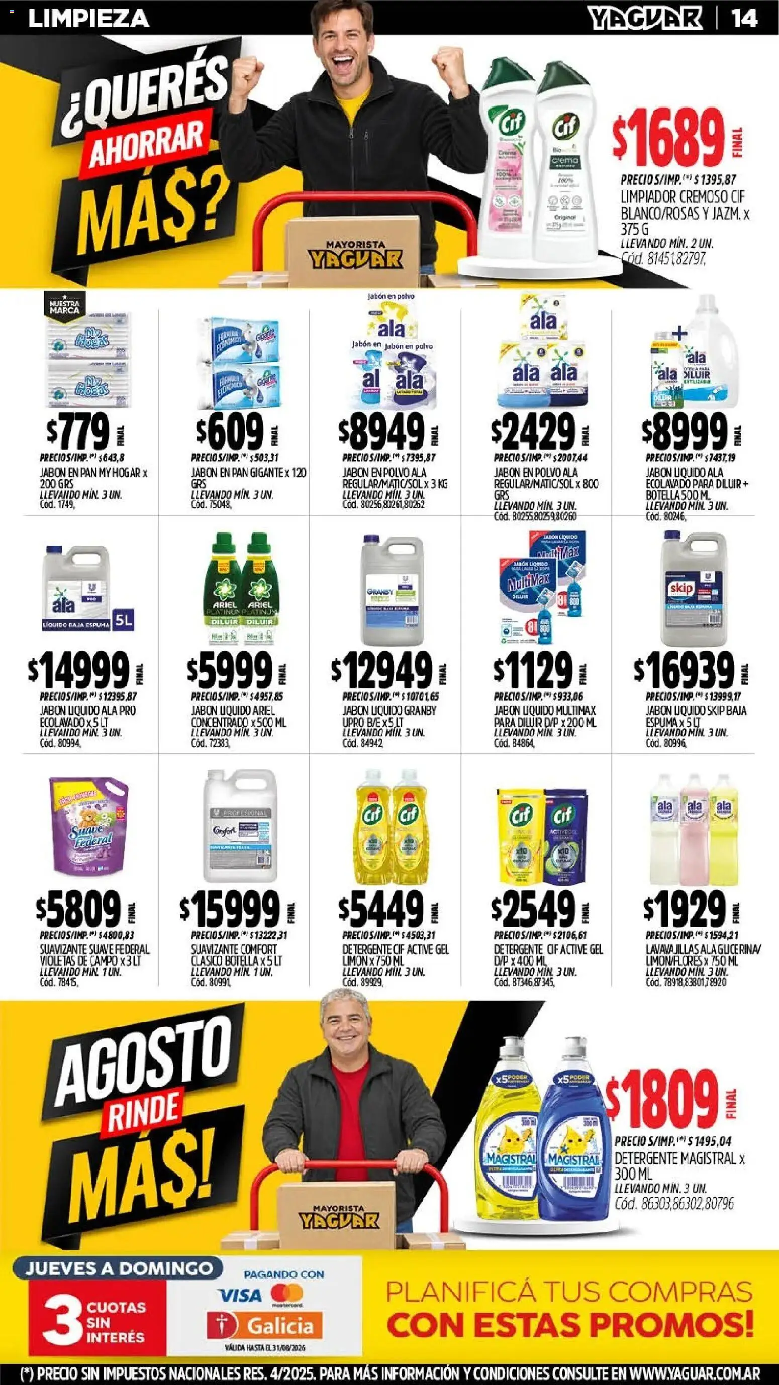 Yaguar - Oferta Semanal General Roca │ válido desde el 24/08/2026 | Página: 14 | Productos: Polvo, Jabón, Limón, Limpiador