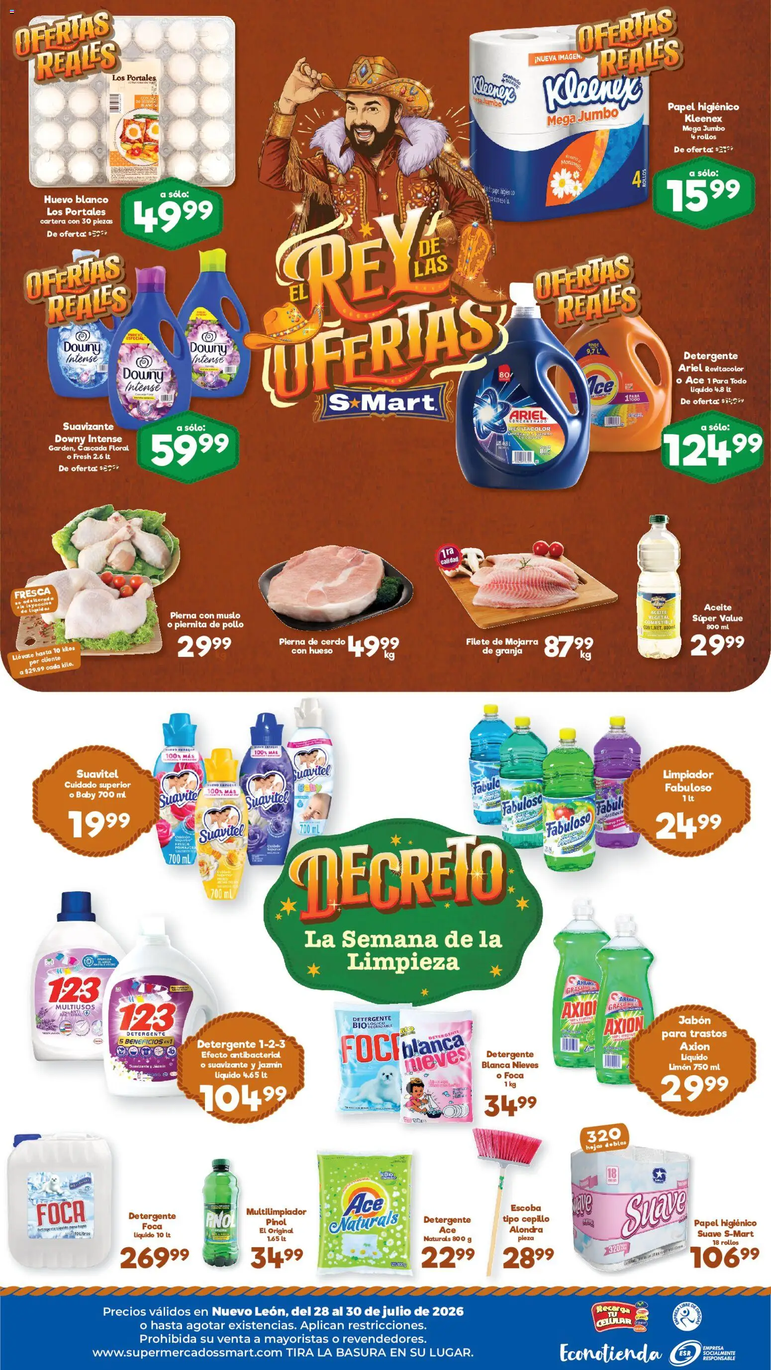Nuevas ofertas de S-Mart válidas en toda la República Mexicana desde el 28/07/2026. ¡Encuentra las mejores ofertas en S-Mart folleto Monterrey! | Página: 2 | Productos: Pollo, Escoba, Limpiador, Papel higiénico