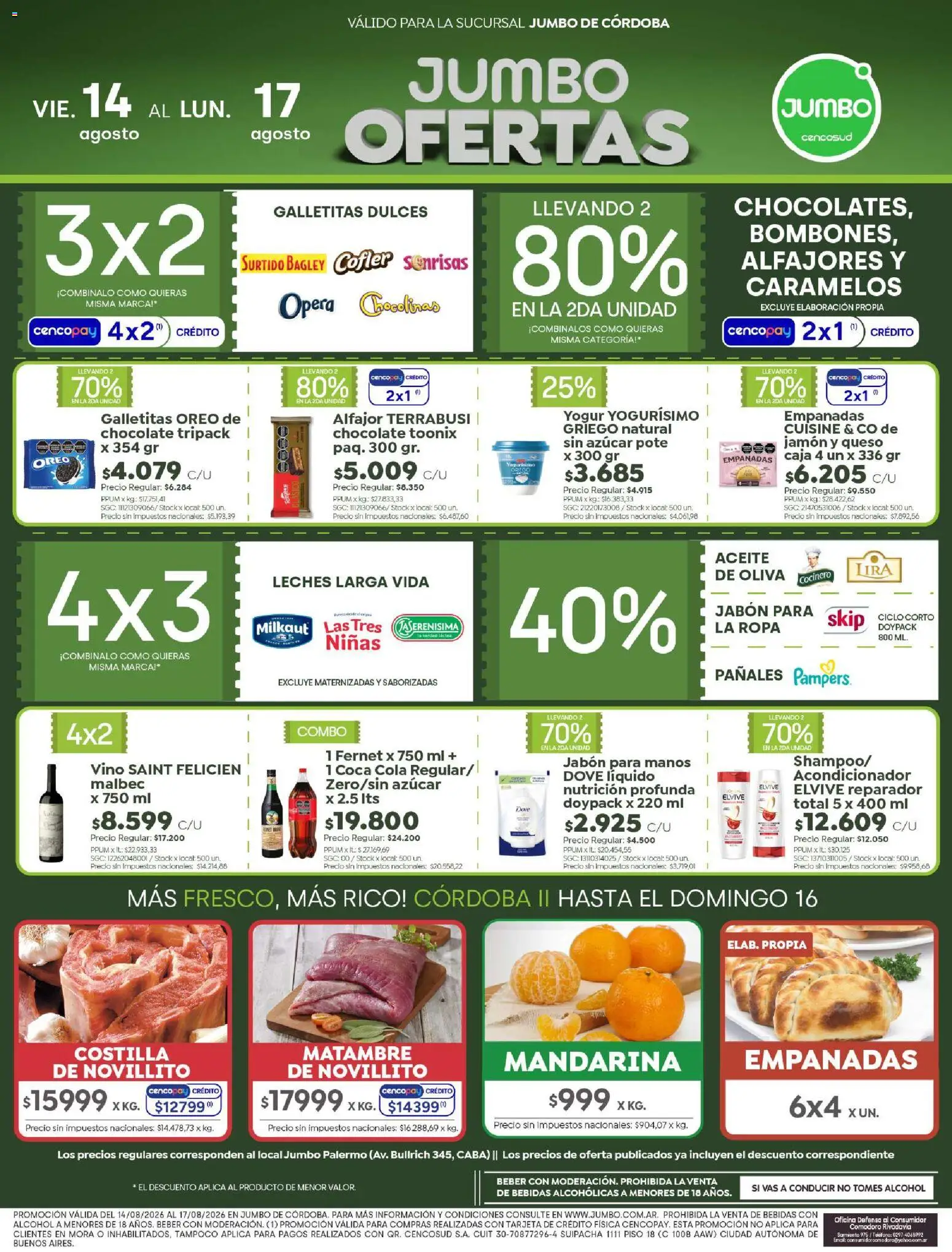 Jumbo - Ofertas | Córdoba │ válido desde el 13/08/2026 | Página: 1 | Productos: Galletitas, Caja, Acondicionador, Ropa