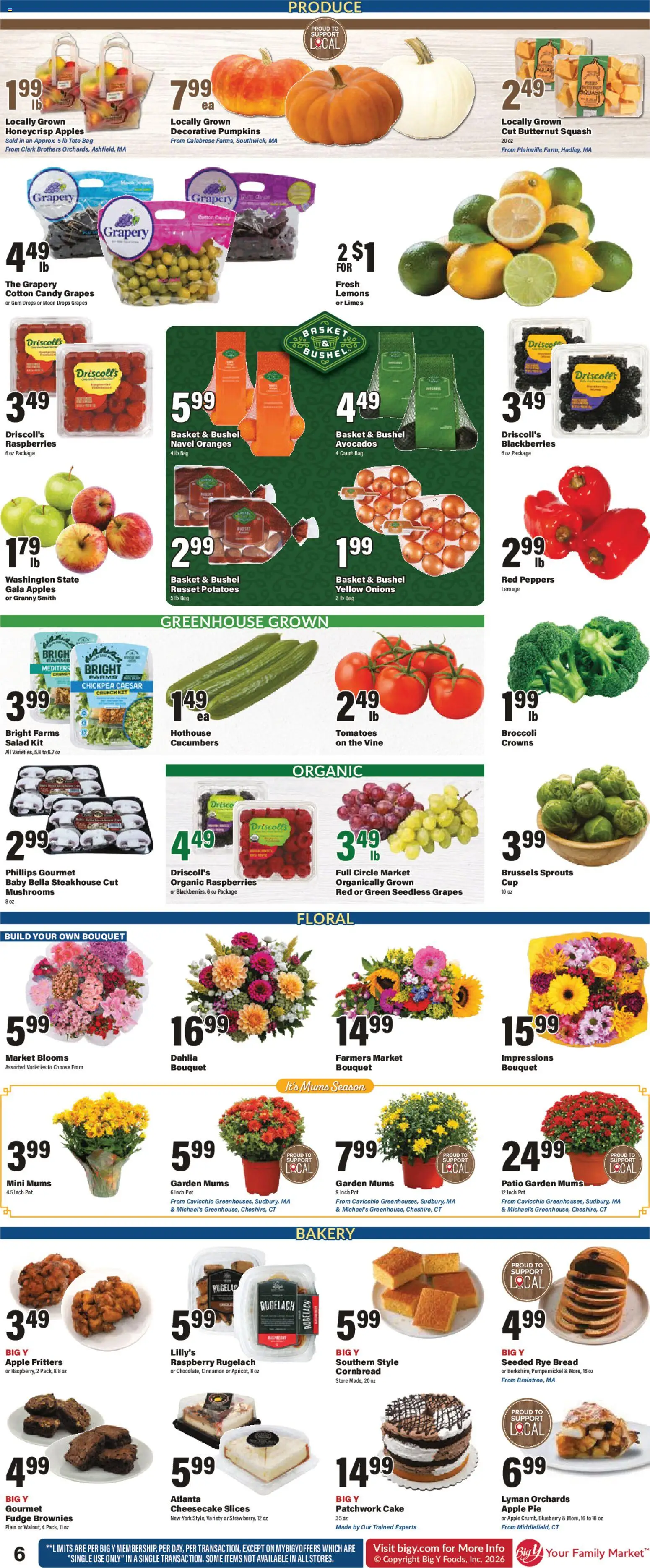 Big Y Weekly Ad - valid from 09/24/2026 | Page: 8 | Products: Basket, Oranges, Salad, Bag