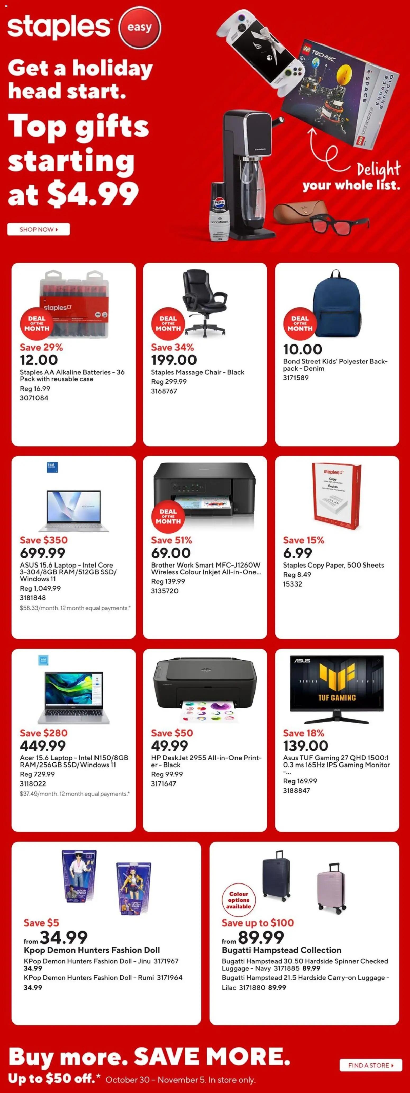 Staples flyer valid from Oct 30, 2026 | Page: 1