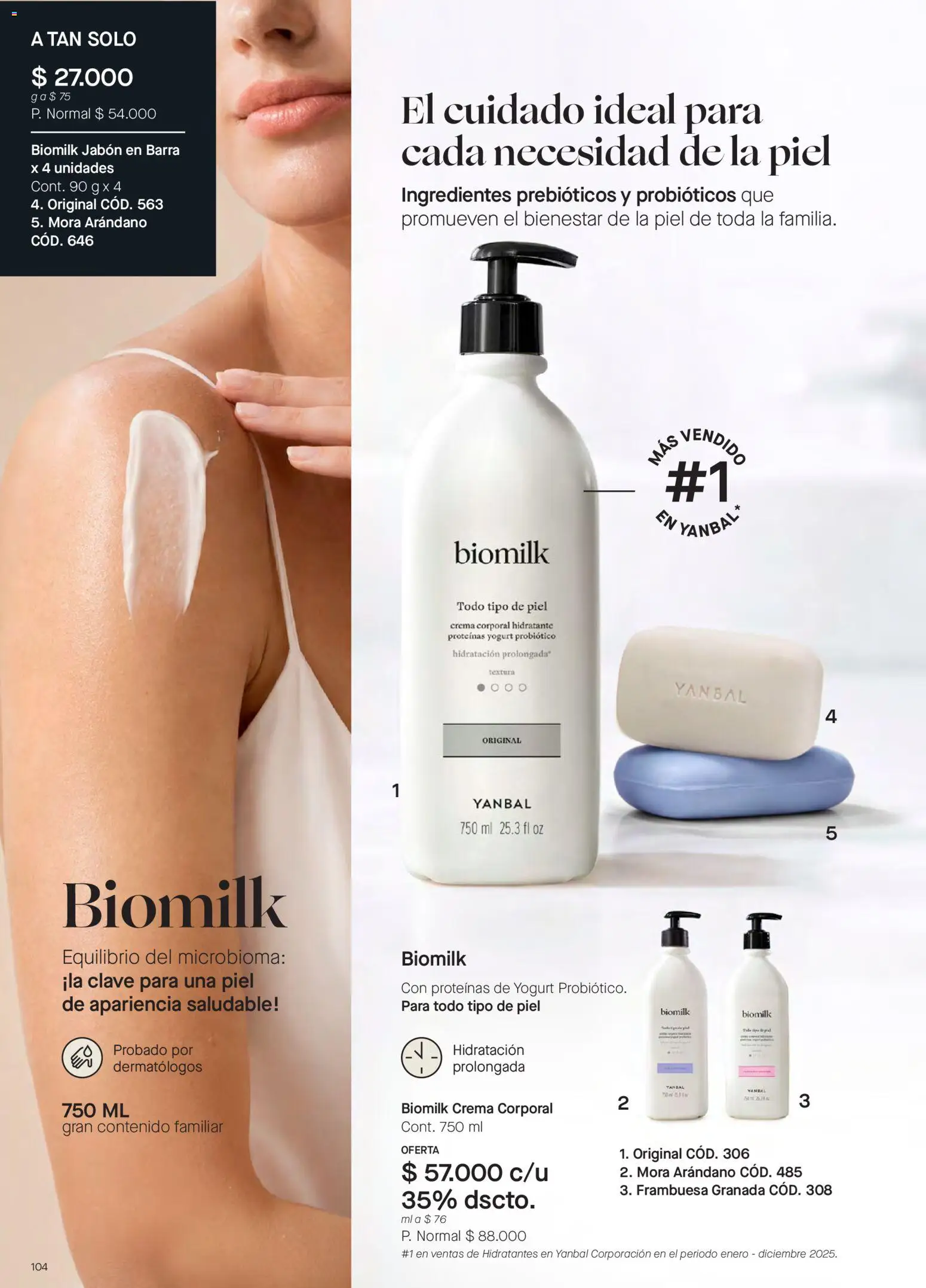 Yanbal revista - valida desde el 18/07/2026 | Página: 104 | Productos: Crema, Mora, Yogurt, Jabón