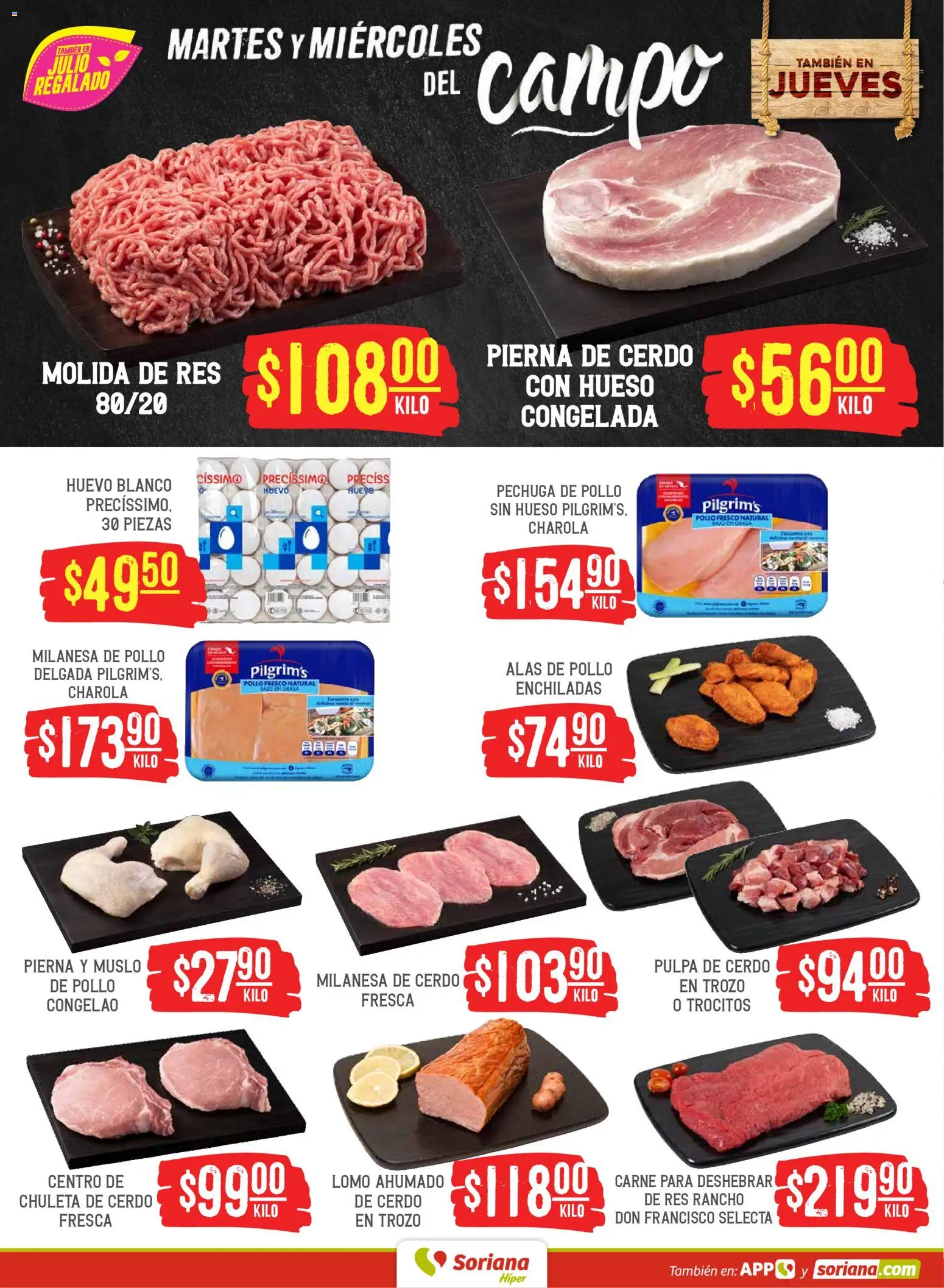 Nuevas ofertas de Soriana válidas en toda la República Mexicana desde el 07/07/2026. ¡Encuentra las mejores ofertas en Soriana Martes y Miércoles del Campo Híper: Saltillo y Torreón! | Página: 4 | Productos: Pollo, Milanesa, Huevo, Res