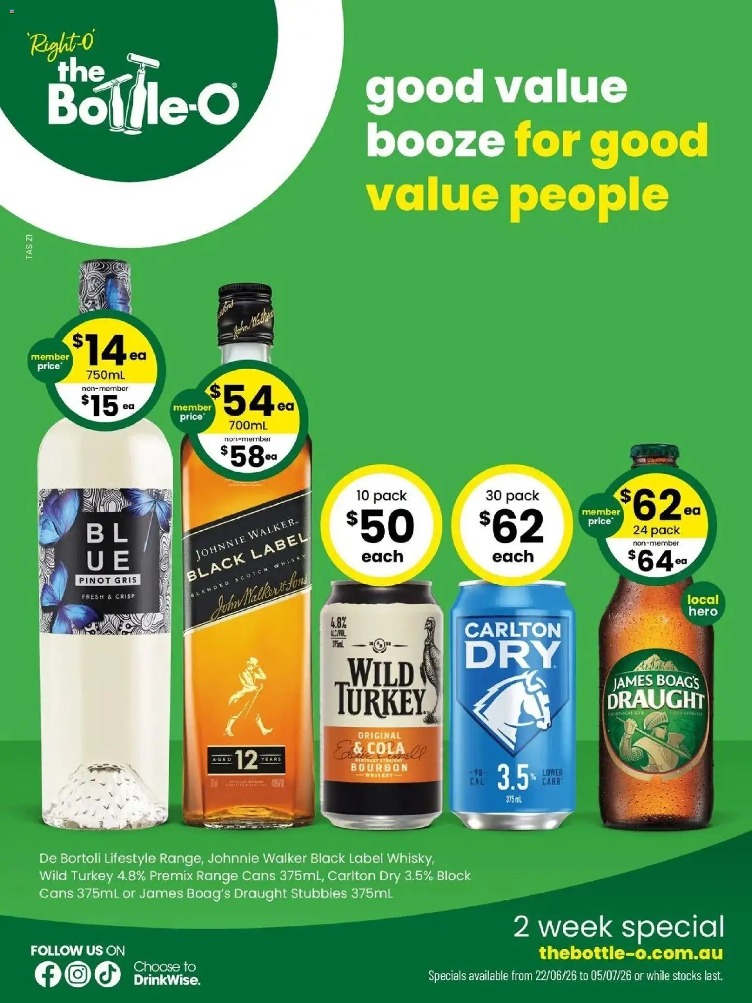The Bottle-O catalogue - valid from 21/06/2026 | Page: 1 | Products: Bourbon, Whiskey, Scotch, Turkey