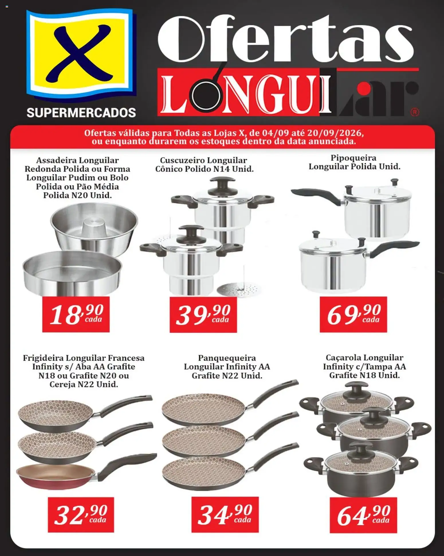 X Supermercados Folheto - válido de 04/09/2026 | Página: 1 | Produtos: Cereja, Panquequeira, Frigideira, Pão