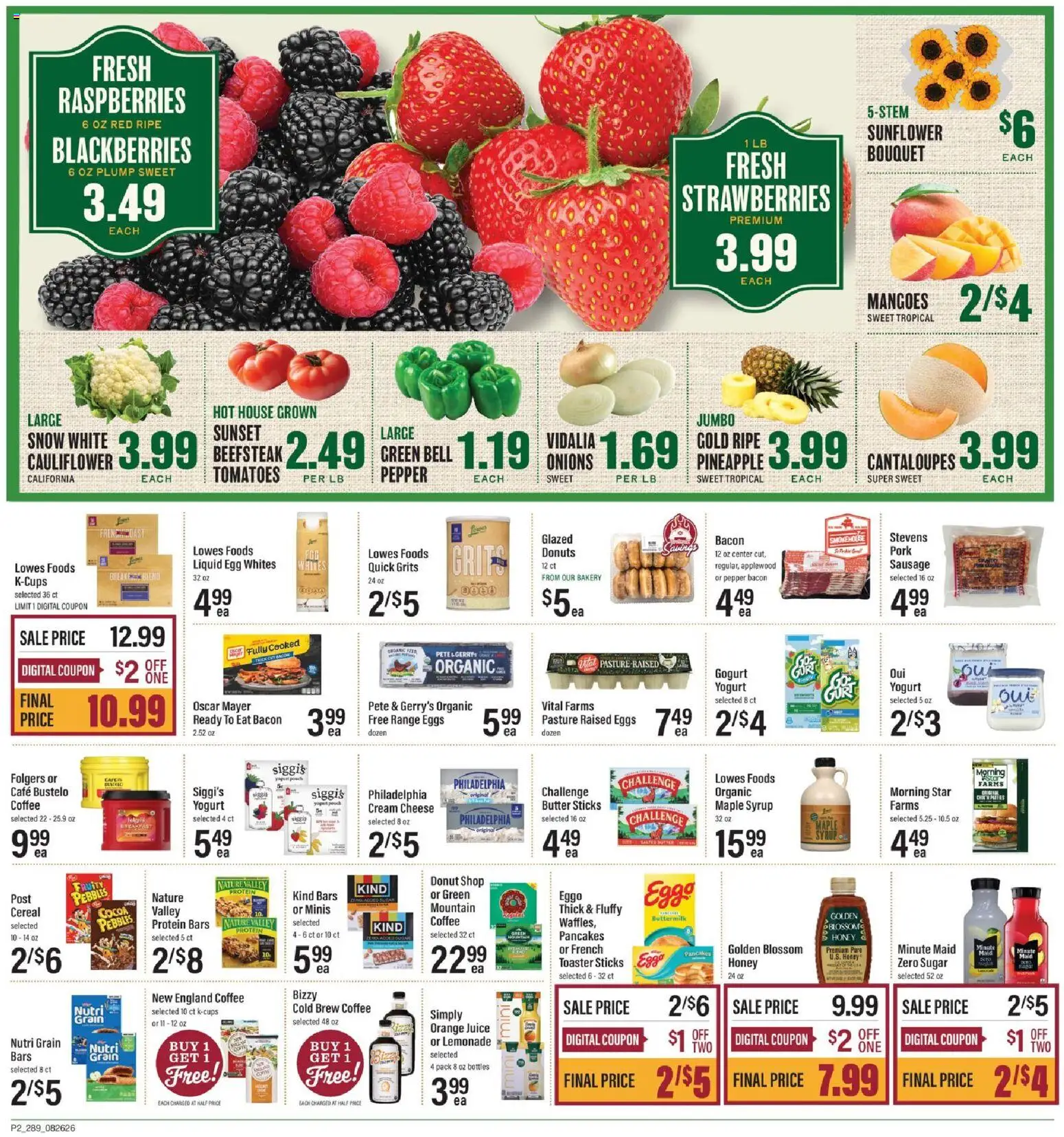 Lowes Foods Weekly Ad - GA - valid from 08/26/2026 | Page: 2 | Products: Cream cheese, Honey, Cocoa, Strawberries