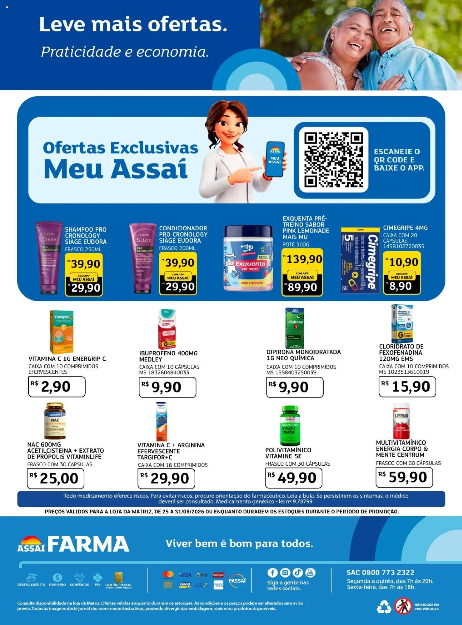 Assaí Atacadista Folheto - válido de 24/08/2026 | Página: 2 | Produtos: Shampoo, Multivitamínico, Caixa, Vitamina c