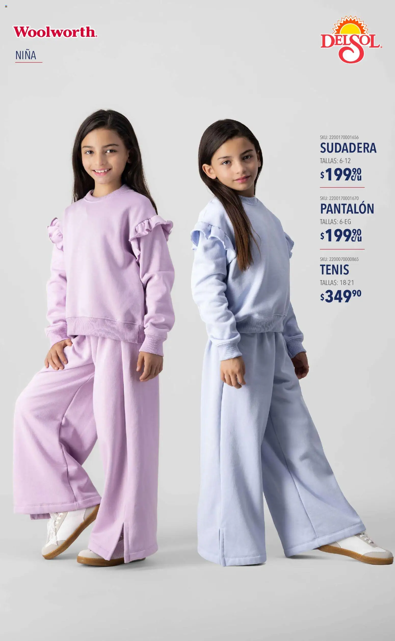 Nuevas ofertas de Del Sol y Woolworth válidas en toda la República Mexicana desde el 10/09/2026. ¡Encuentra las mejores ofertas en Del Sol y Woolworth catálogo Moda Esenciales! | Página: 19 | Productos: Tenis, Sudadera