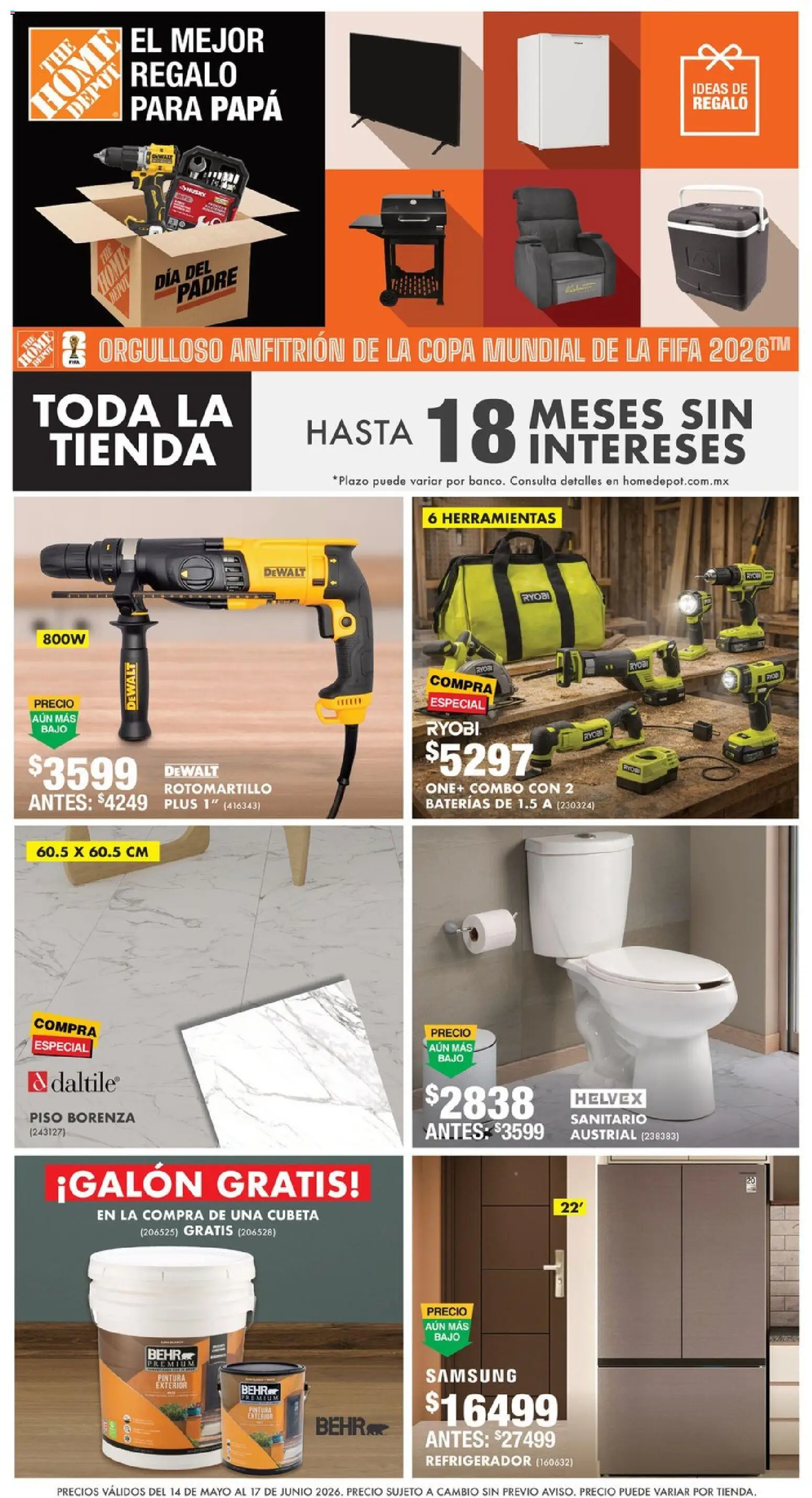 Nuevas ofertas de Home Depot válidas en toda la República Mexicana desde el 14.05.2026. ¡Encuentra las mejores ofertas en Home Depot catálogo! | Página: 1 | Productos: Refrigerador, Papa, Rotomartillo