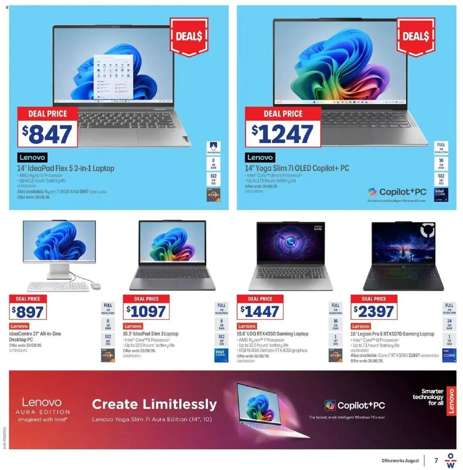 Officeworks catalogue - valid from 11/08/2026 | Page: 7 | Products: Battery, Pc, Desktop, Laptop