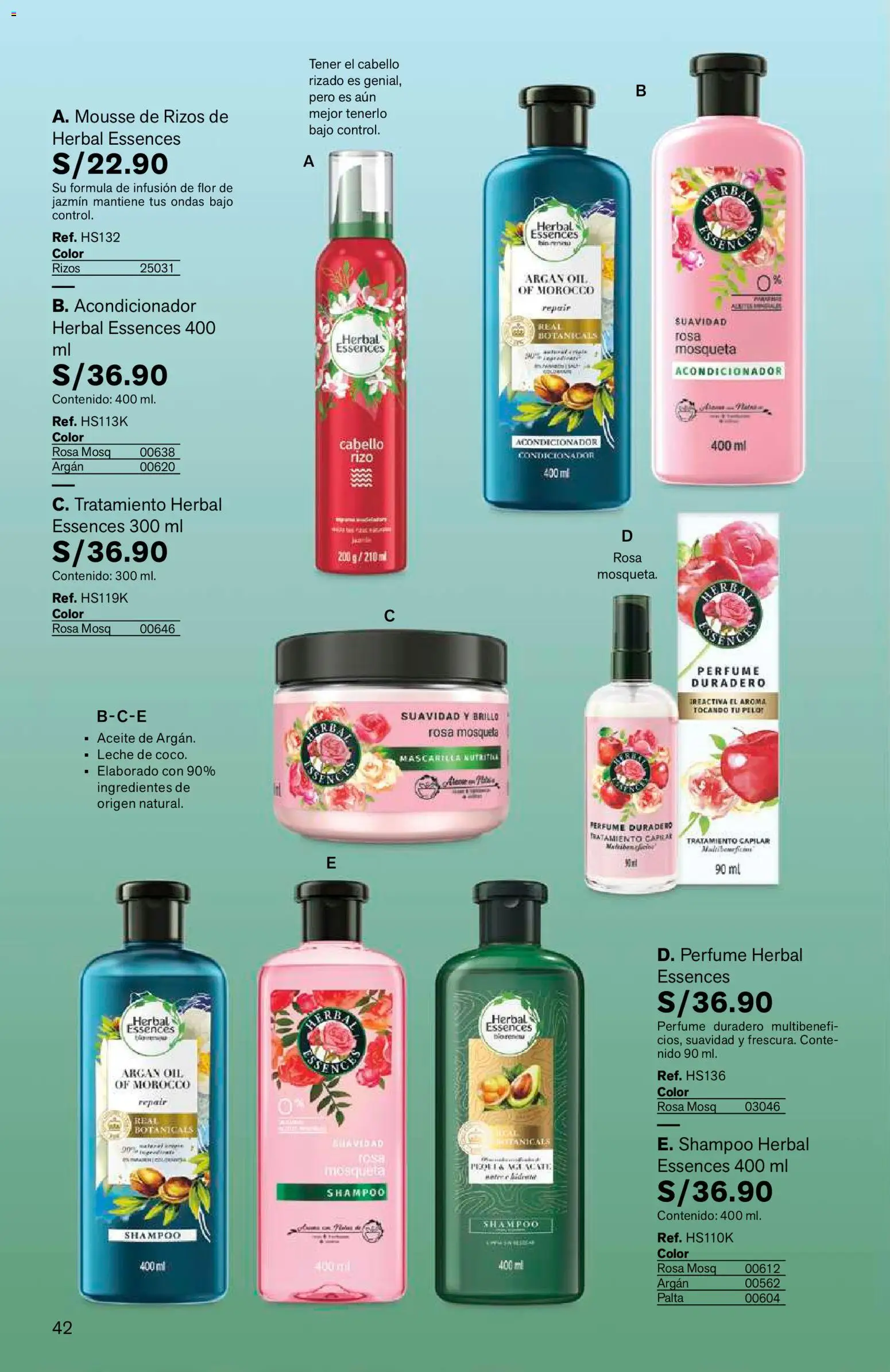 Catálogo Leonisa válido desde 24/08/2026 | Página: 42 | Productos: Shampoo, Leche, Aceite, Ingredientes