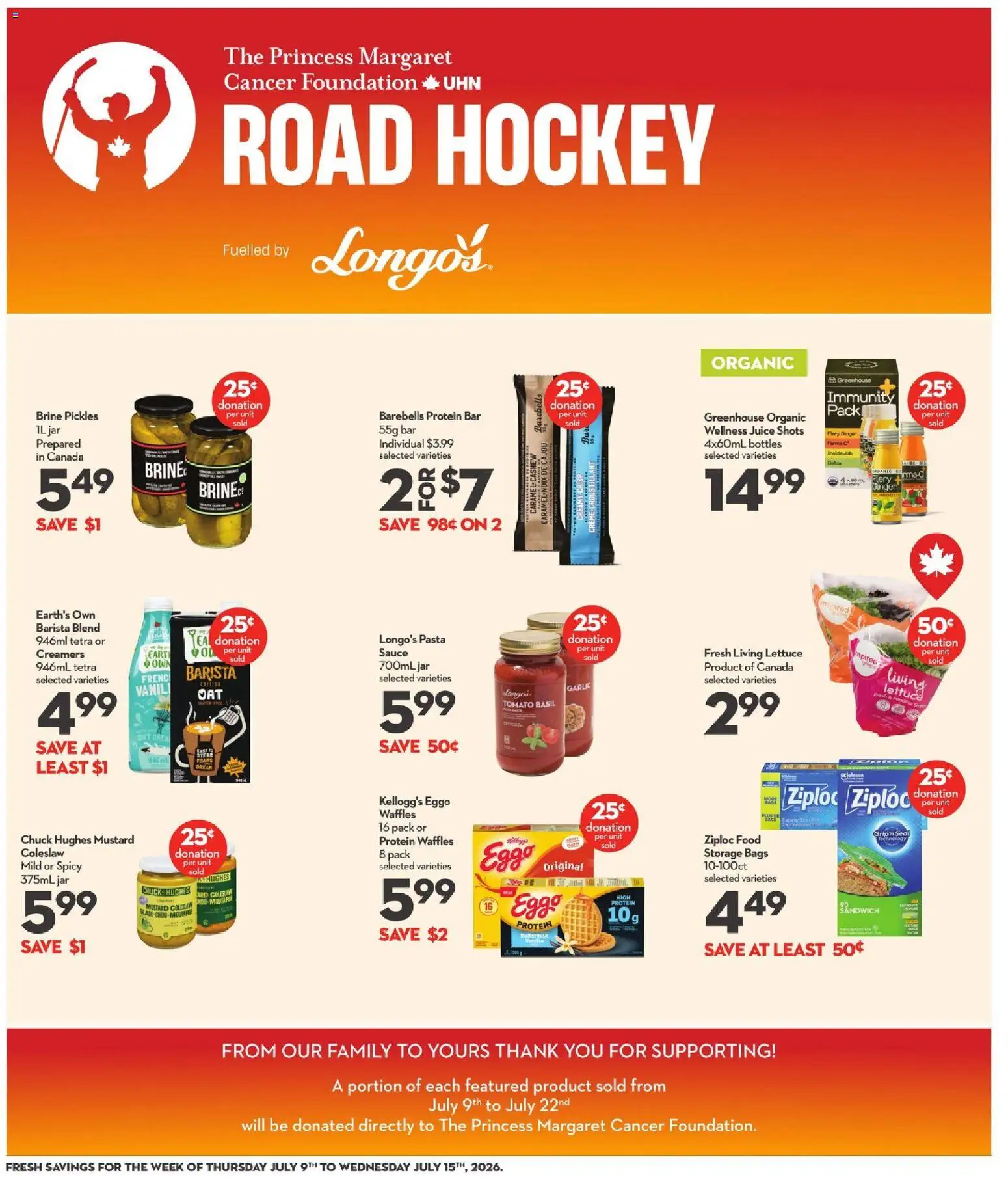 Longo's flyer valid from Jul 9, 2026 | Page: 9 | Products: Pasta, Juice