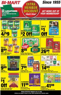 Preview of Bi-Mart weekly ads valid from 07/06/2026 | Page: 15 | Products: Dog Treats, Dog Food, Cat Food, Cat Litter