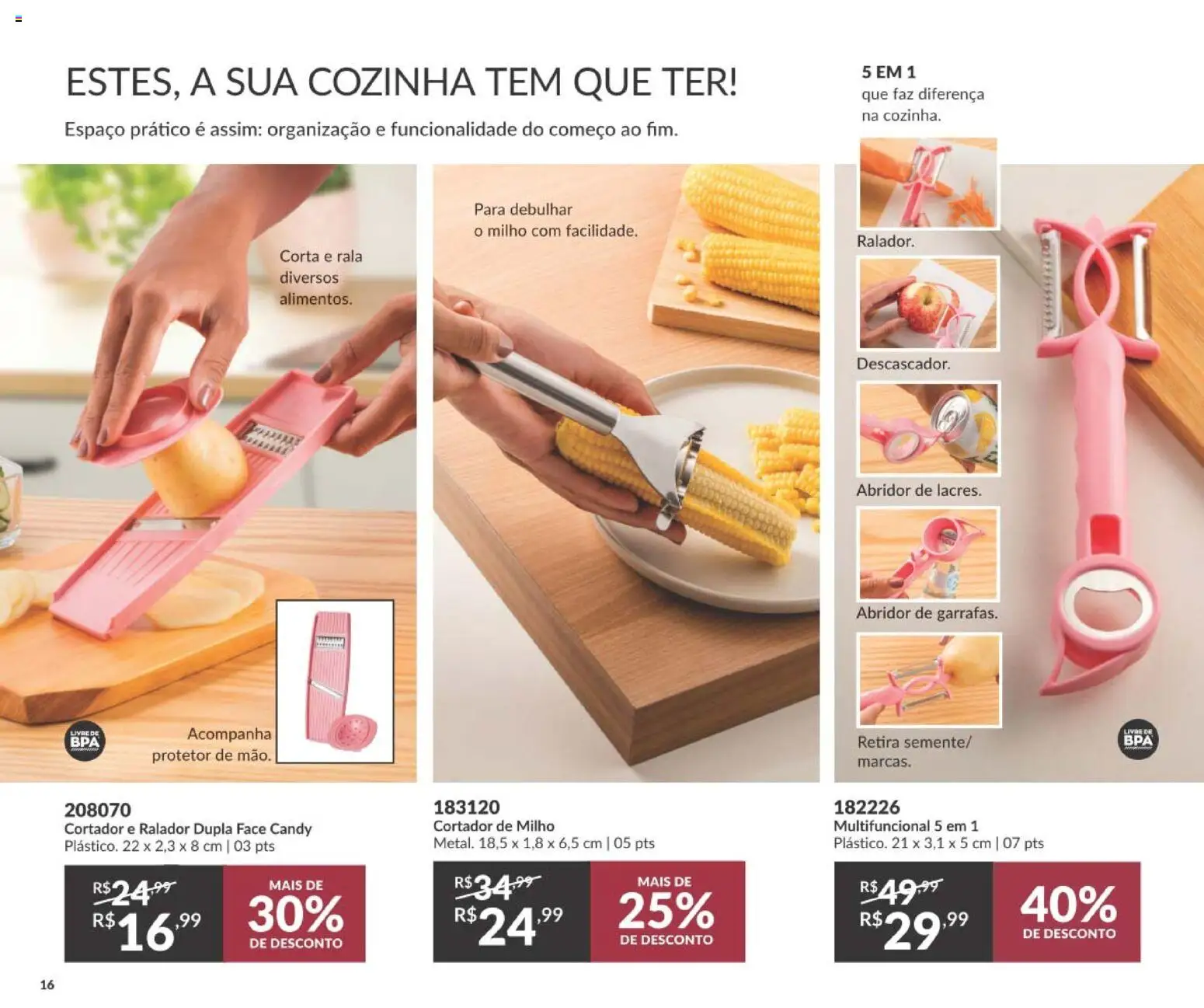 Avon Folheto - válido de 01/09/2026 | Página: 16 | Produtos: Abridor, Multifuncional, Milho, Cortador