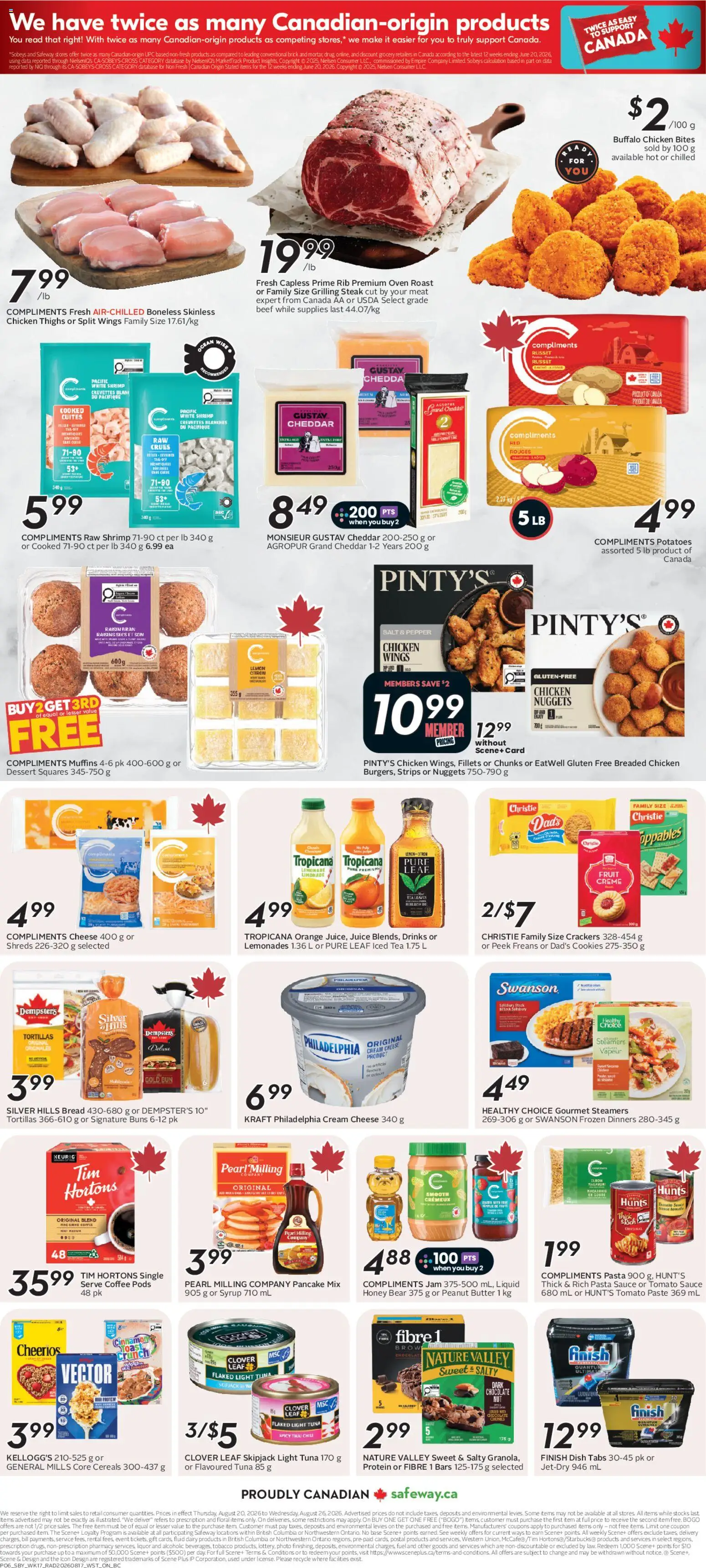Safeway flyer valid from Aug 20, 2026 | Page: 4 | Products: Iced tea, Drinks, Bread, Protein