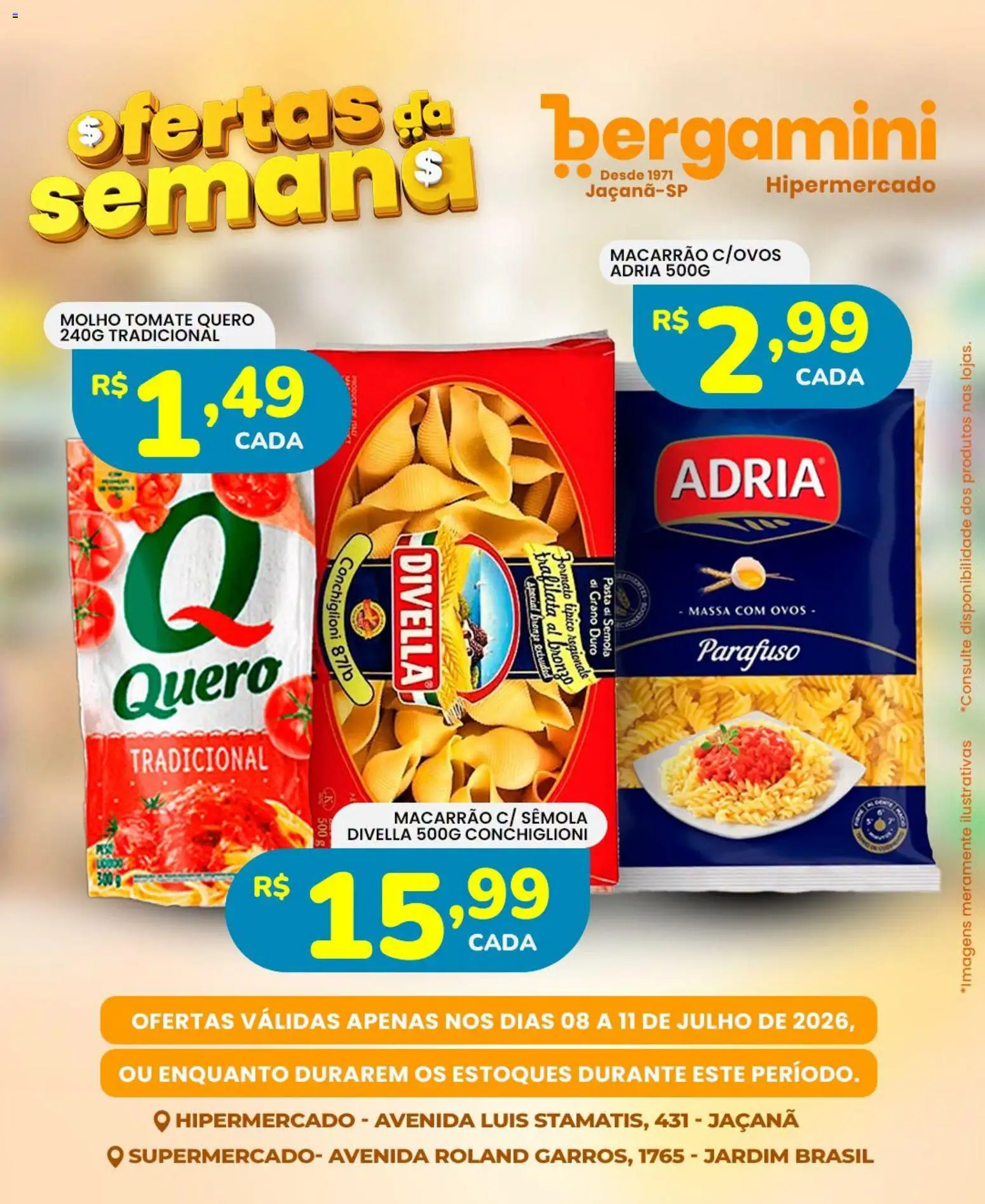 Supermercado Bergamini Folheto - válido de 08/07/2026 | Página: 12 | Produtos: Ovos, Pasta, Macarrão, Massa