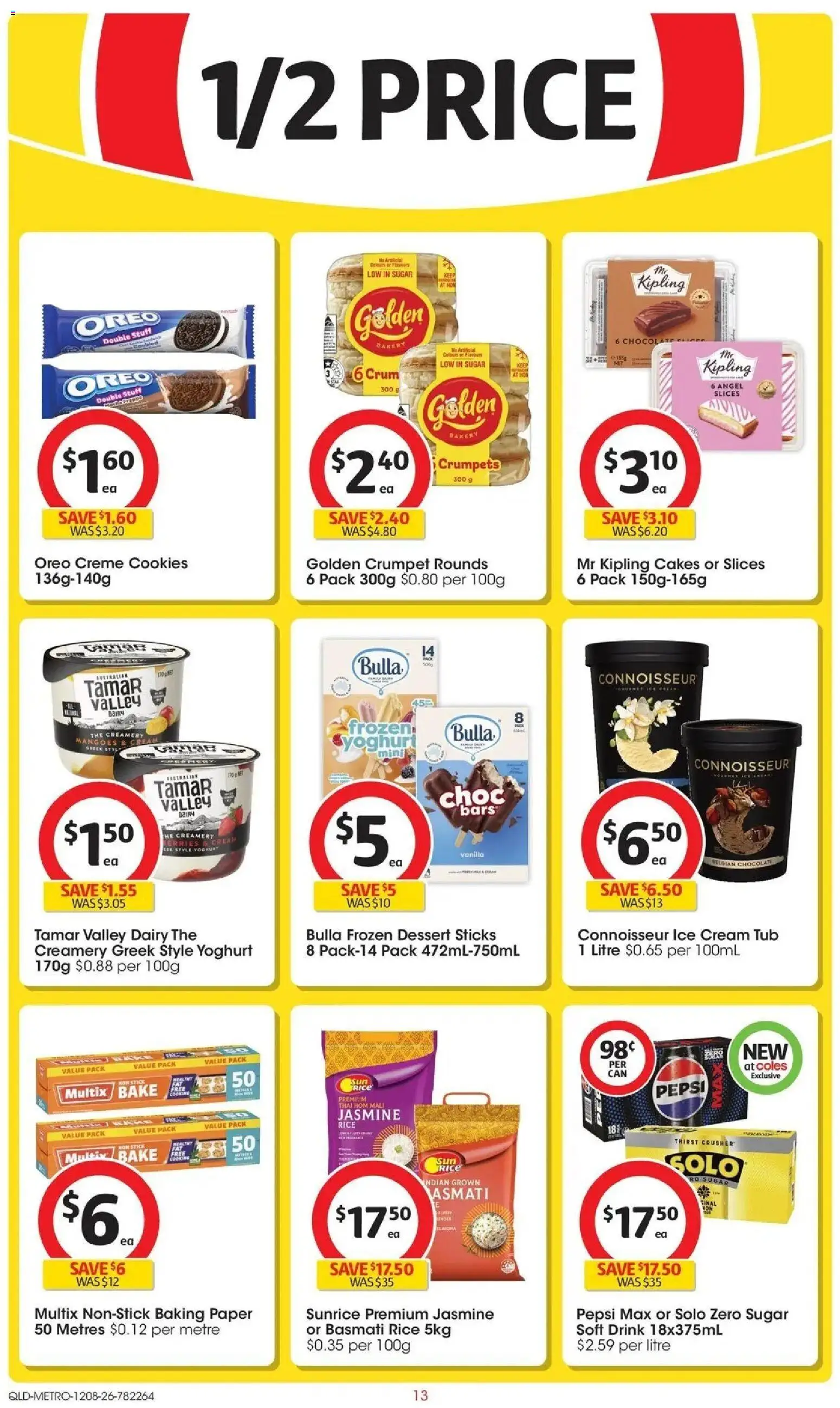 ﻿Coles catalogue valid from 12/08/2026 > Online Australia | Page: 13 | Products: Basmati rice, Baking paper, Pepsi Max, Bakery