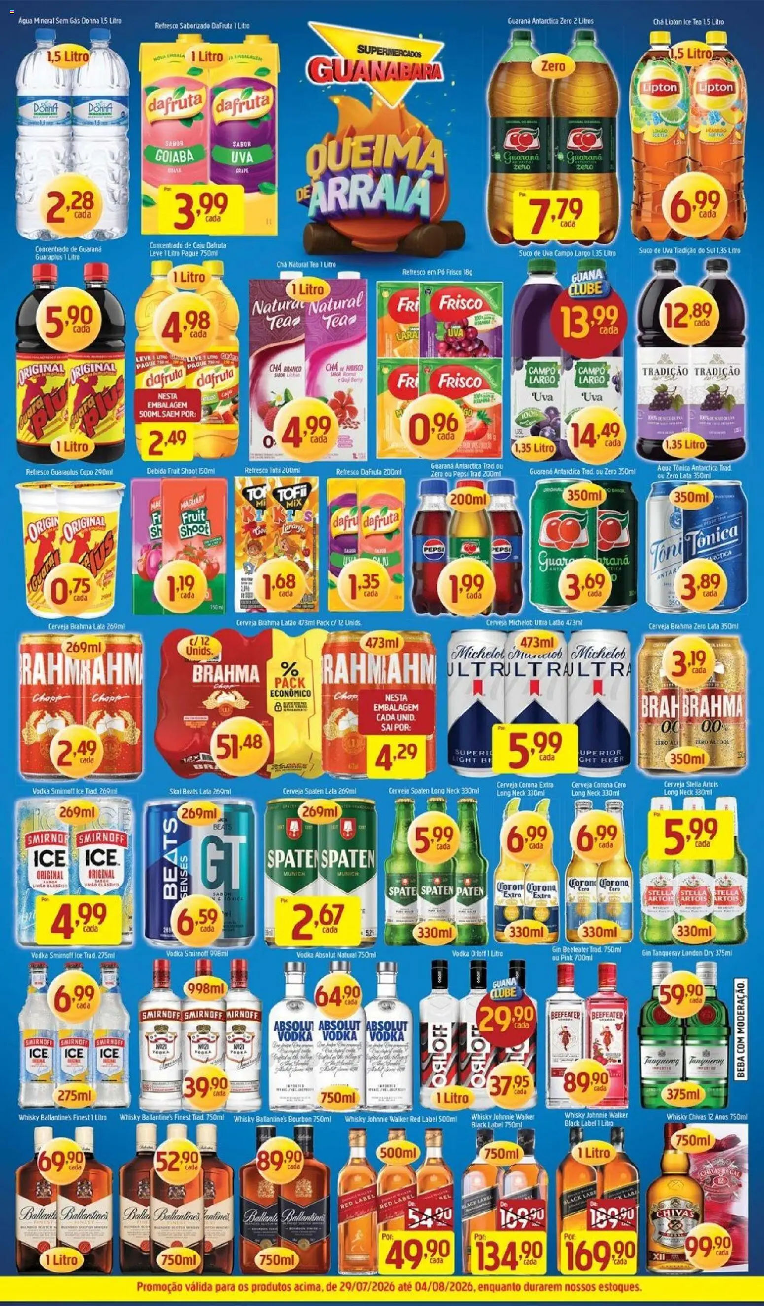 Supermercados Guanabara Folheto - válido de 29/07/2026 | Página: 10 | Produtos: Ice tea, Whisky, Guaraplus, Bourbon