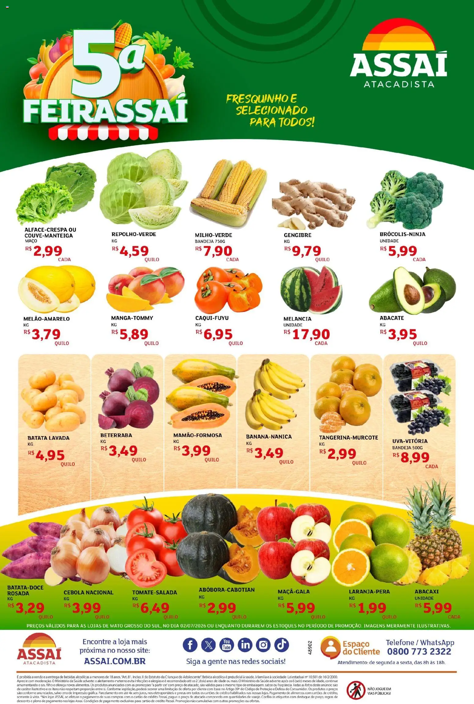 Assaí Atacadista Folheto - válido de 02/07/2026 | Página: 1 | Produtos: Cebola, Pneus, Base, Bandeja