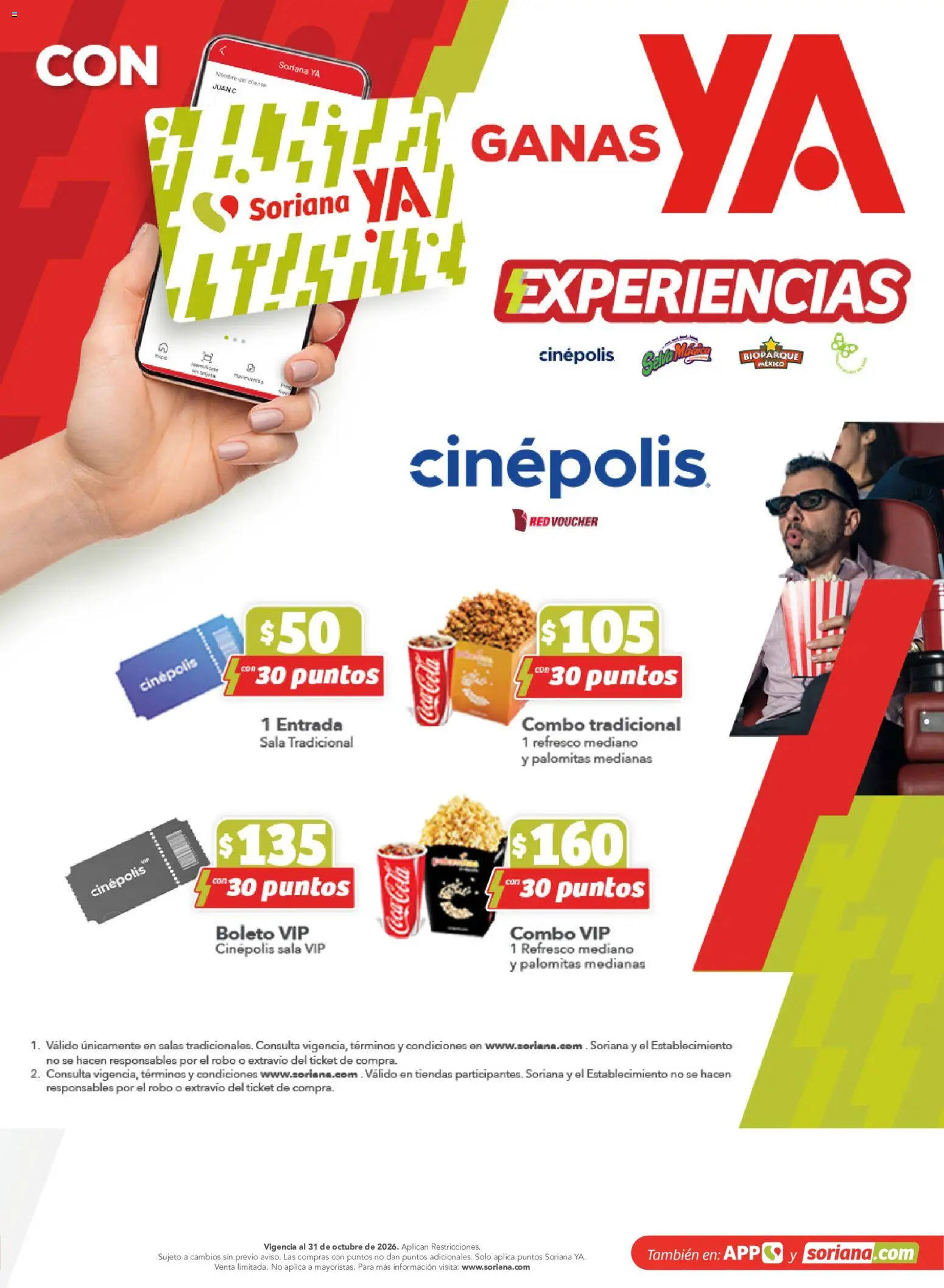 Nuevas ofertas de Soriana válidas en toda la República Mexicana desde el 11/09/2026. ¡Encuentra las mejores ofertas en Soriana Mercado - Gratis con puntos Soriana YA! | Página: 13 | Productos: Refresco, Palomitas, Sobre, Sala