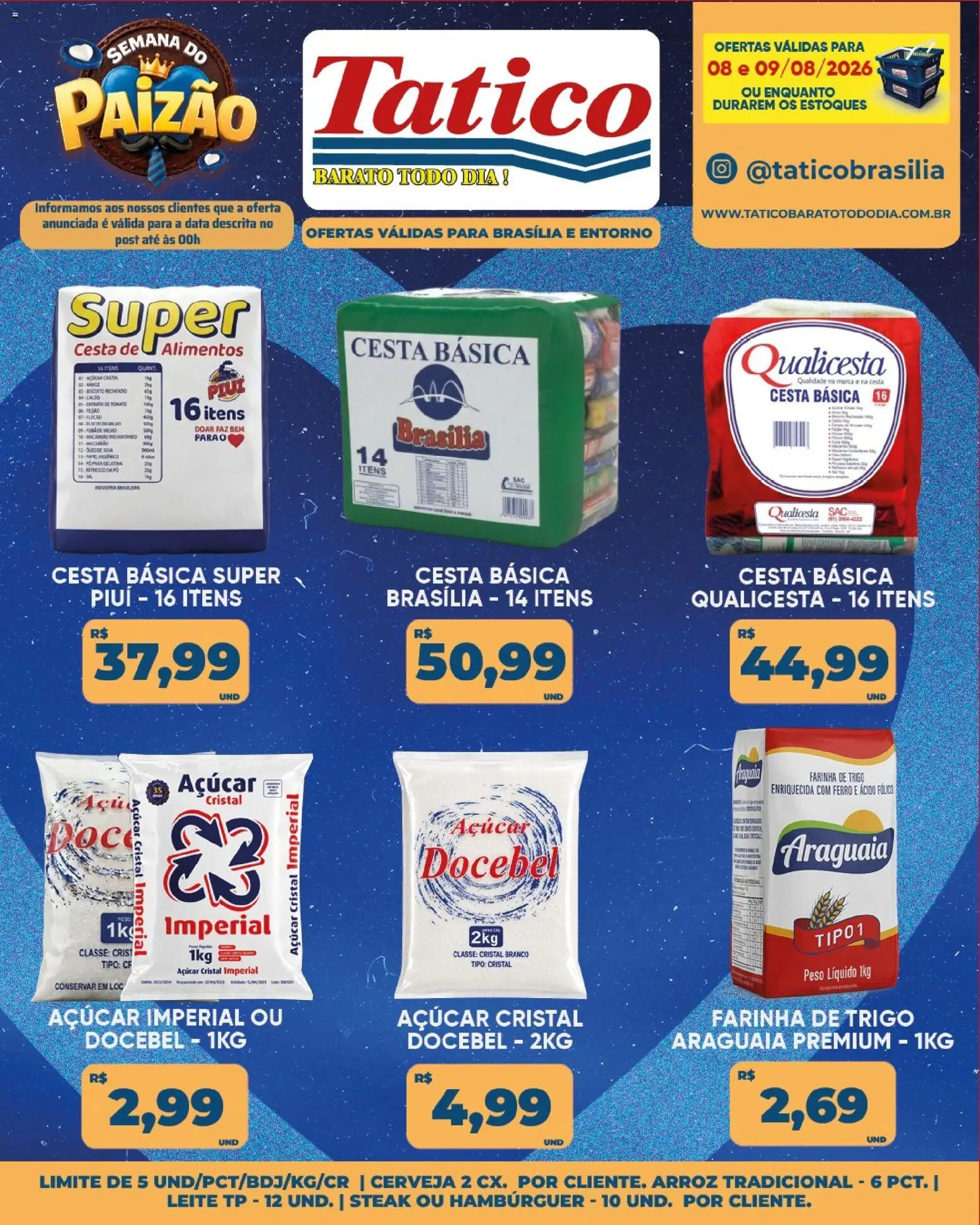 Tatico Folheto - válido de 08/08/2026 | Página: 15 | Produtos: Farinha de trigo, Cesta, Cerveja, Gelatina