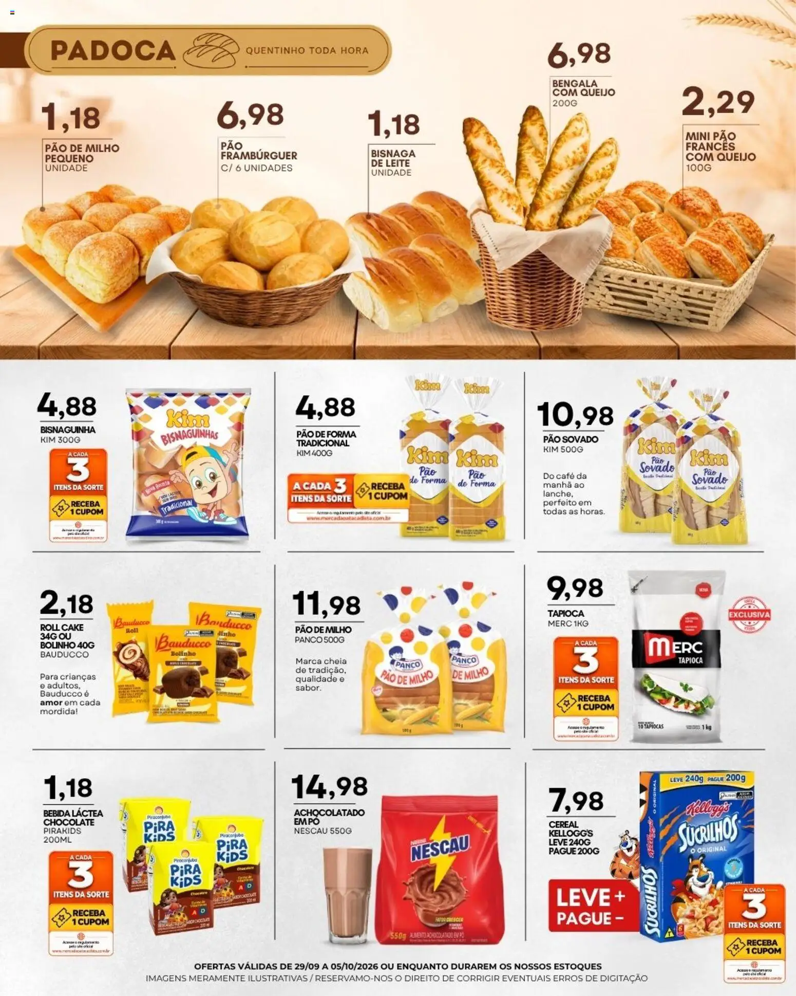 Mercadão Atacadista Folheto - válido de 29/09/2026 | Página: 7 | Produtos: Tapioca, Leite, Queijo, Pão de forma