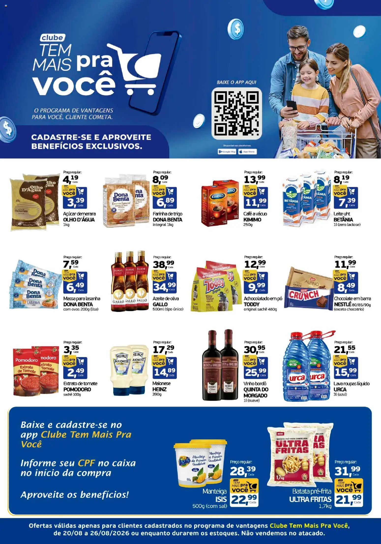 Cometa Supermercados Folheto - válido de 20/08/2026 | Página: 1 | Produtos: Caixa, Manteiga, Ovos, Lasanha