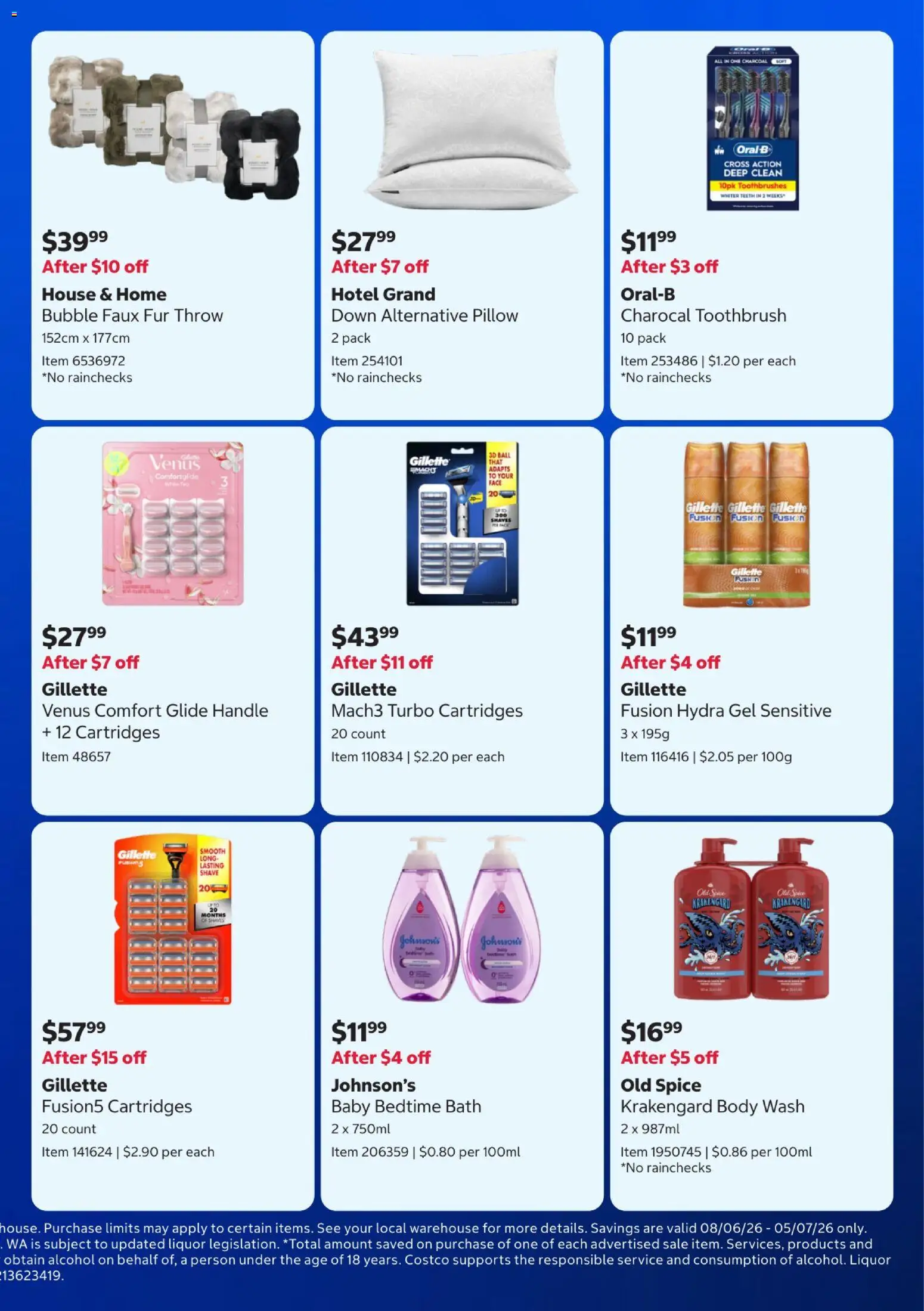 Costco catalogue - valid from 08.06.2026 | Page: 5 | Products: Bath, Fur, Toothbrush, Pillow