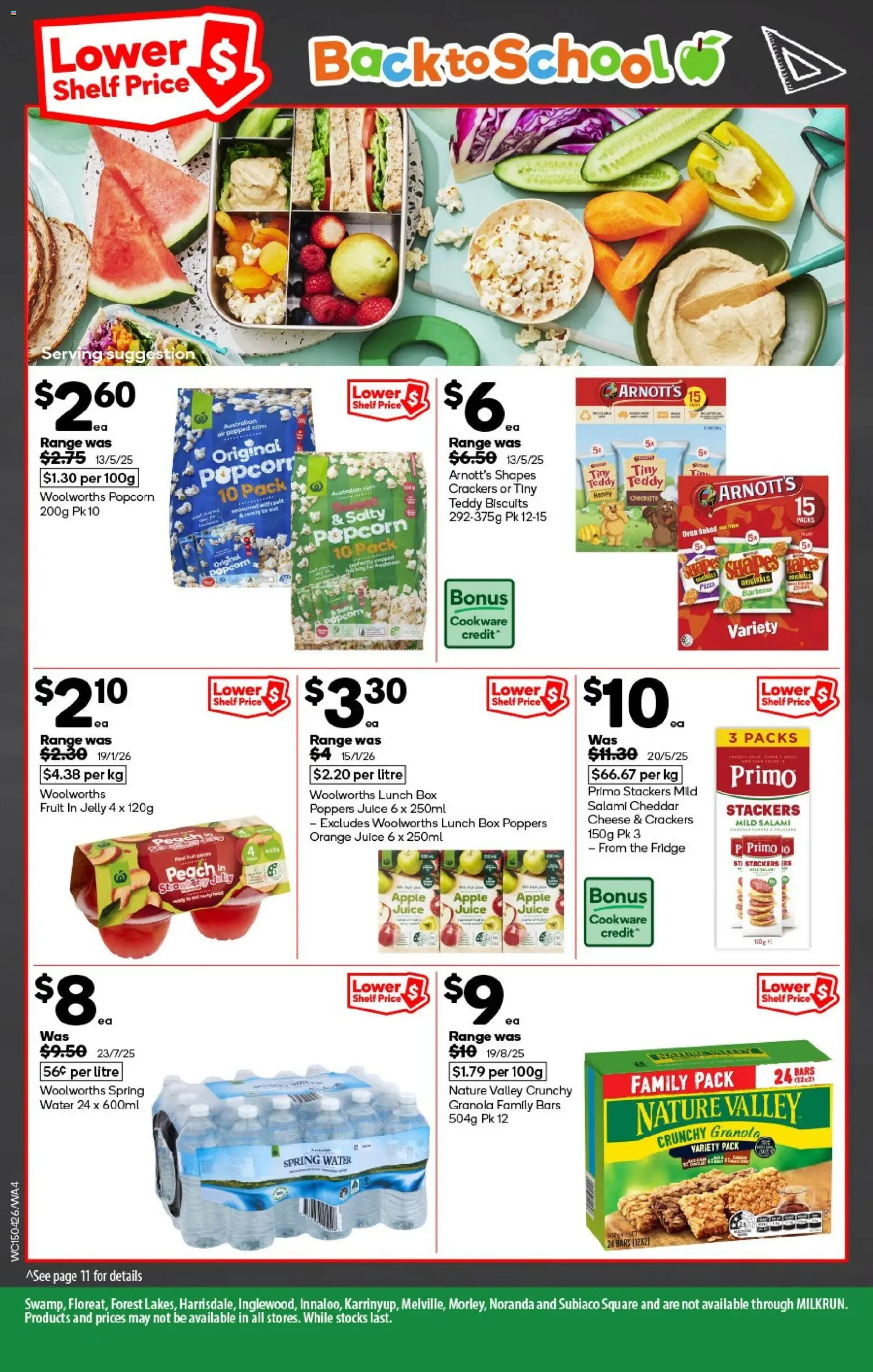 Woolworths catalogue - valid from 15.04.2026 | Page: 4 | Products: Salami, Pizza, Juice, Popcorn