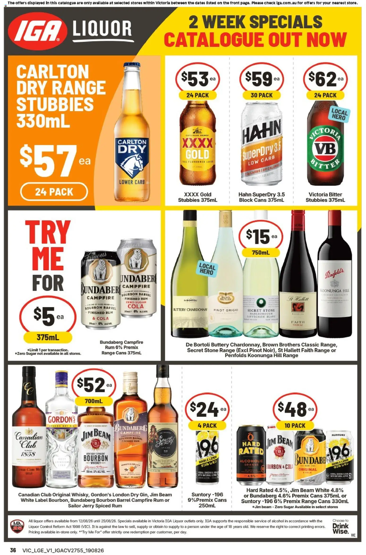 IGA catalogue - valid from 19/08/2026 | Page: 2 | Products: Jim Beam, Alcohol, Rum, Sugar