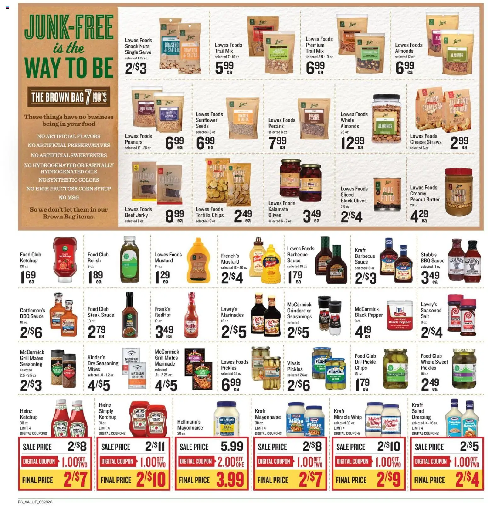 Lowes Foods Weekly Ad - NC - valid from 20.05.2026 | Page: 10 | Products: Cheese, Beef, Chips, Ketchup