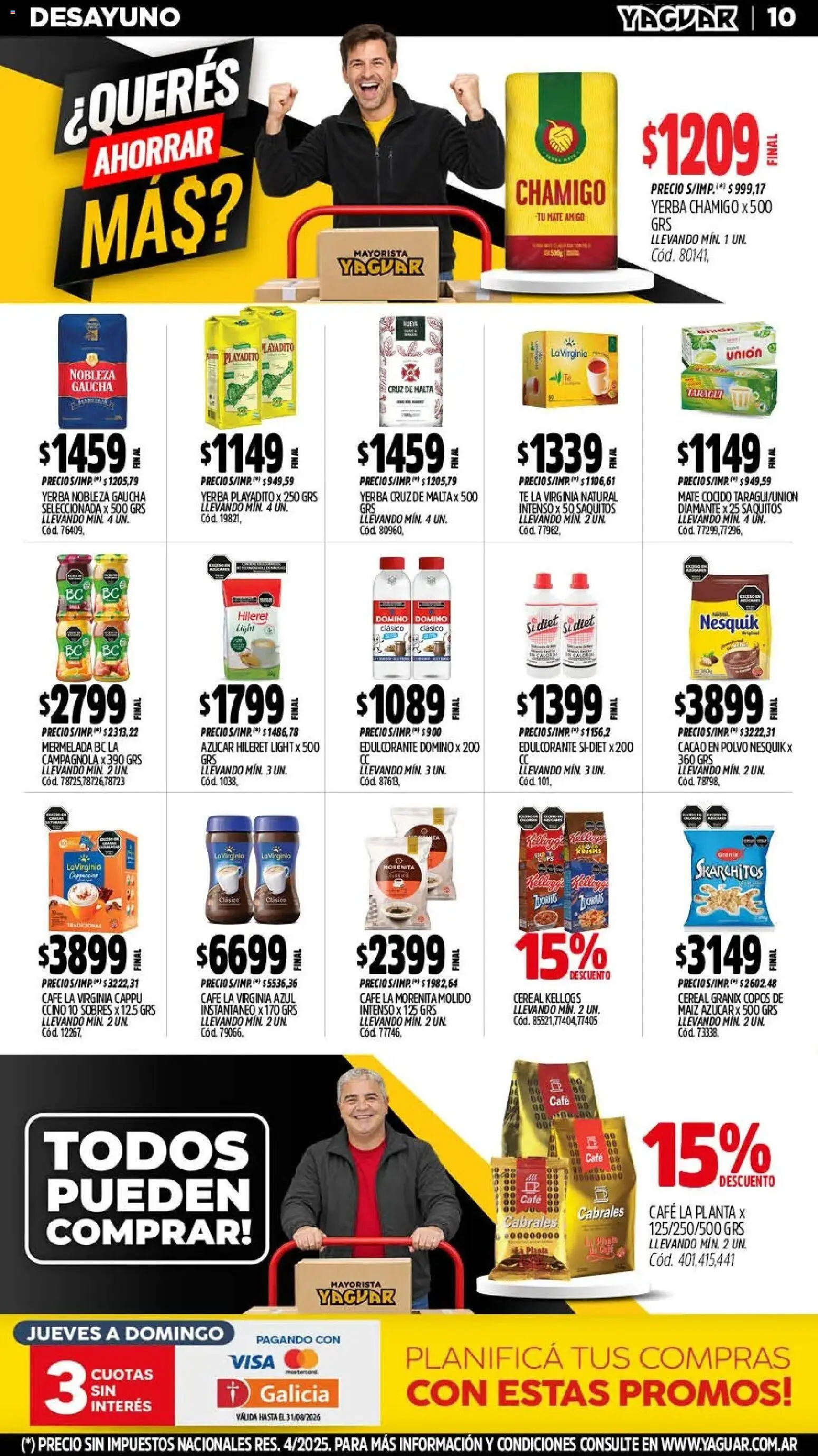 Yaguar - Oferta Semanal Mar del Plata │ válido desde el 17/07/2026 | Página: 10 | Productos: Mate, Azucar, Té, Mermelada